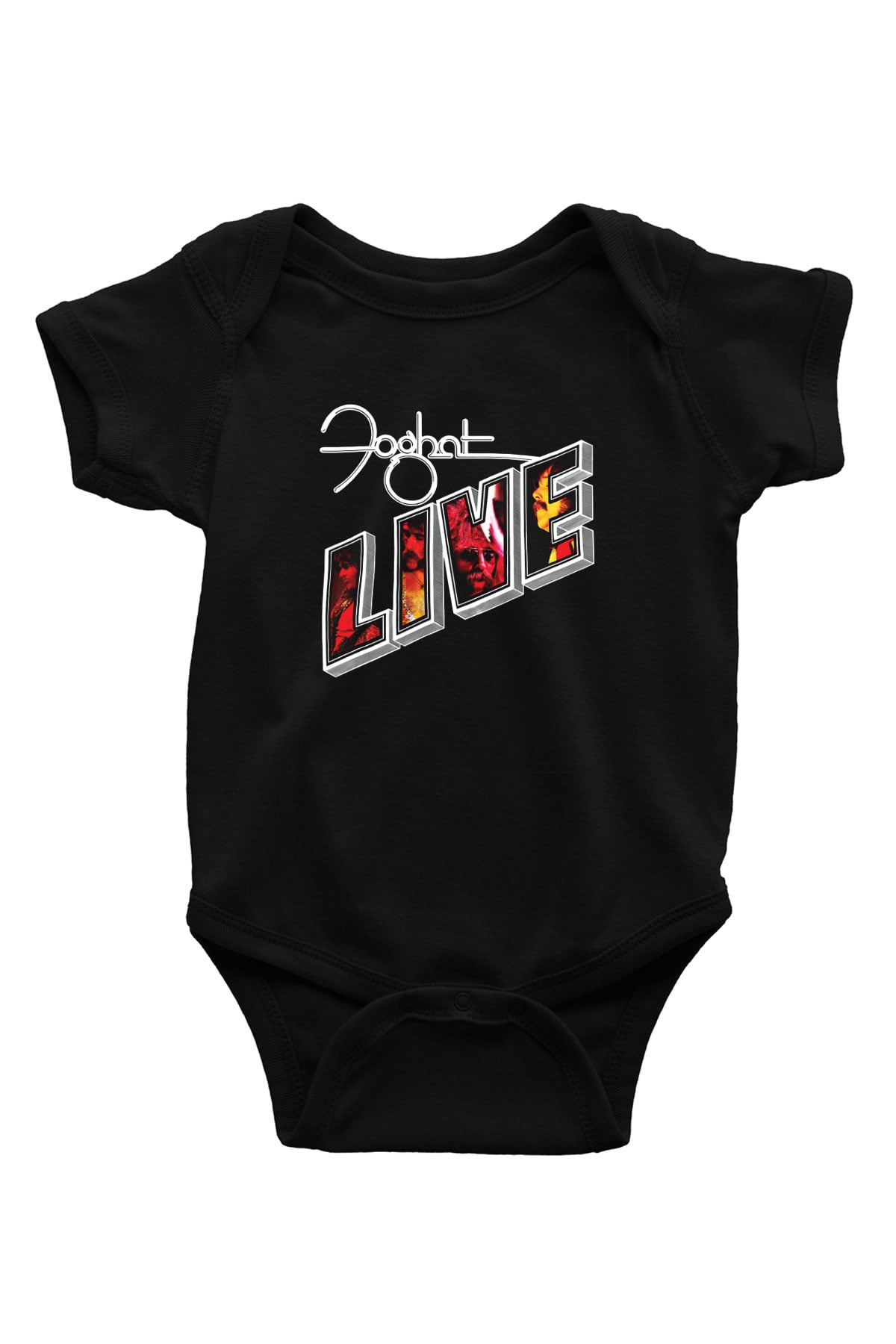 Foghat Baskılı Unisex Siyah Bebek Body - Zıbın