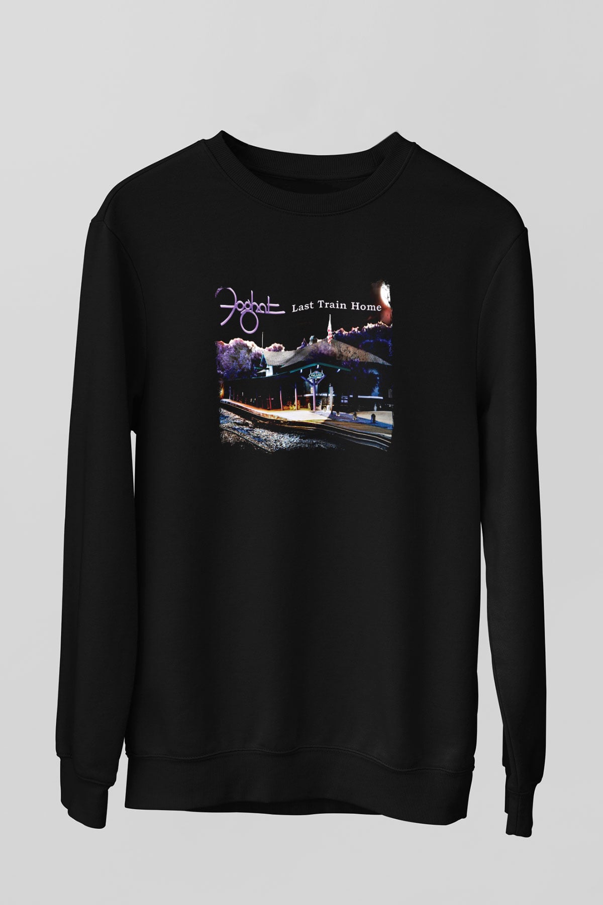 Foghat Baskılı Unisex Siyah Sweatshirt