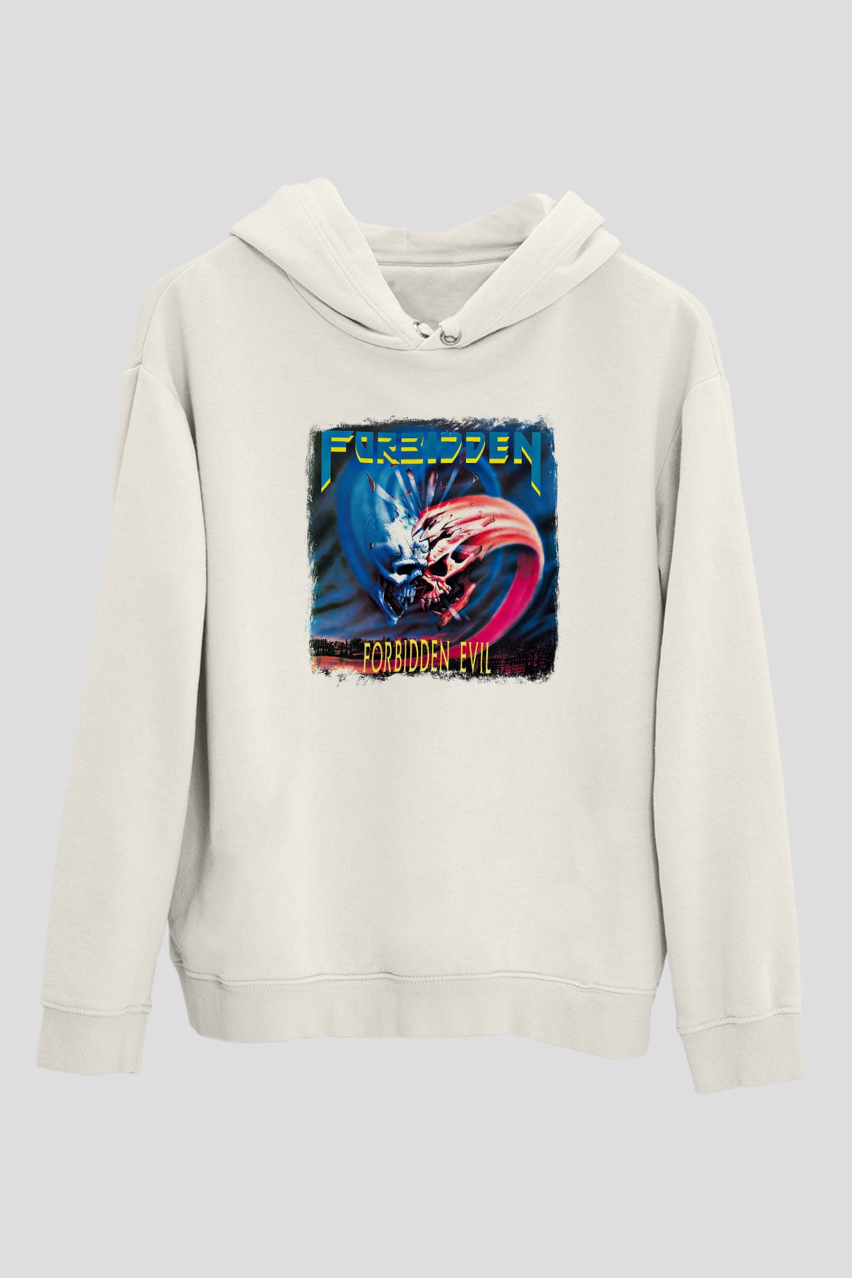 Forbidden Baskılı Unisex Beyaz Hoodie