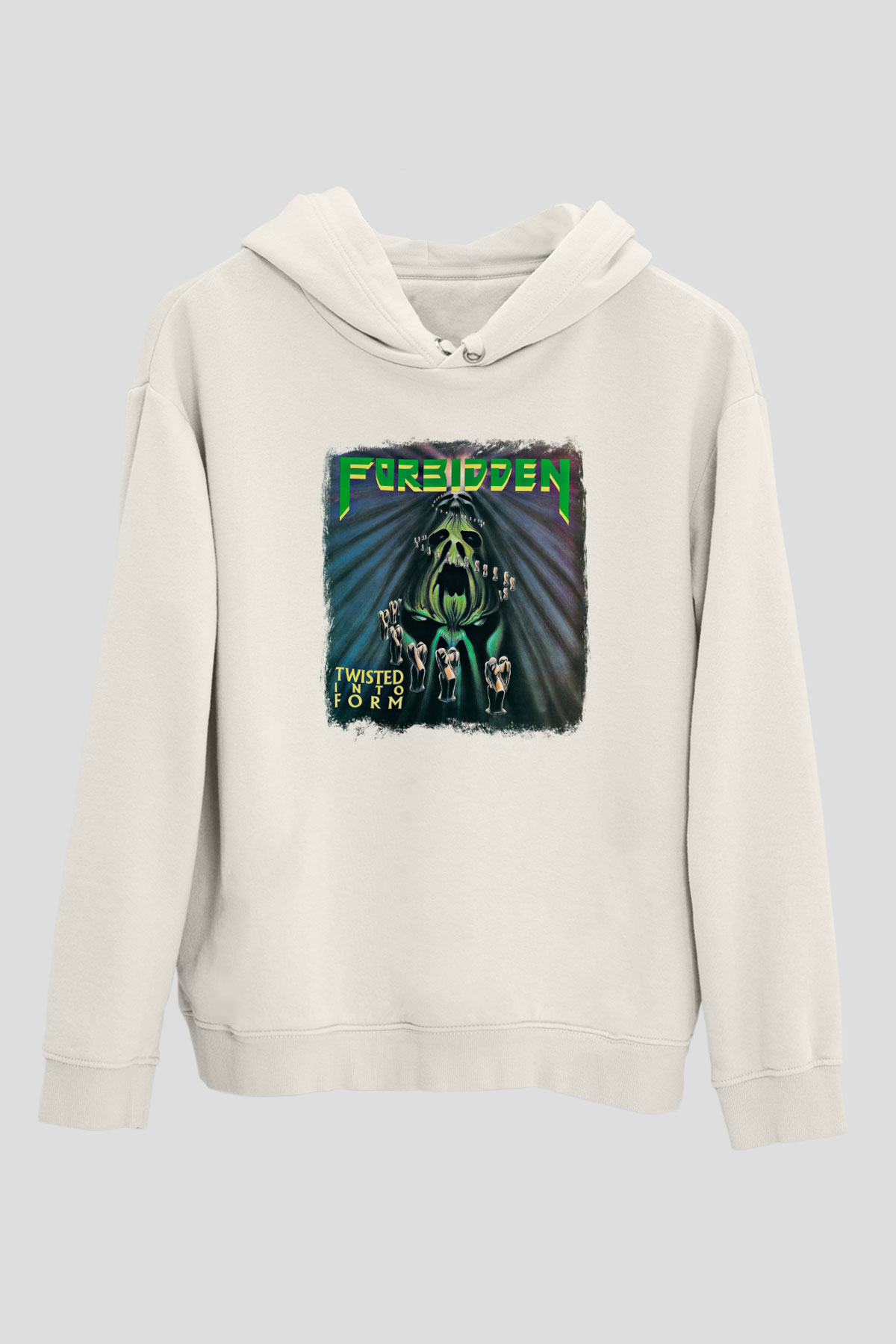 Forbidden Baskılı Unisex Beyaz Hoodie