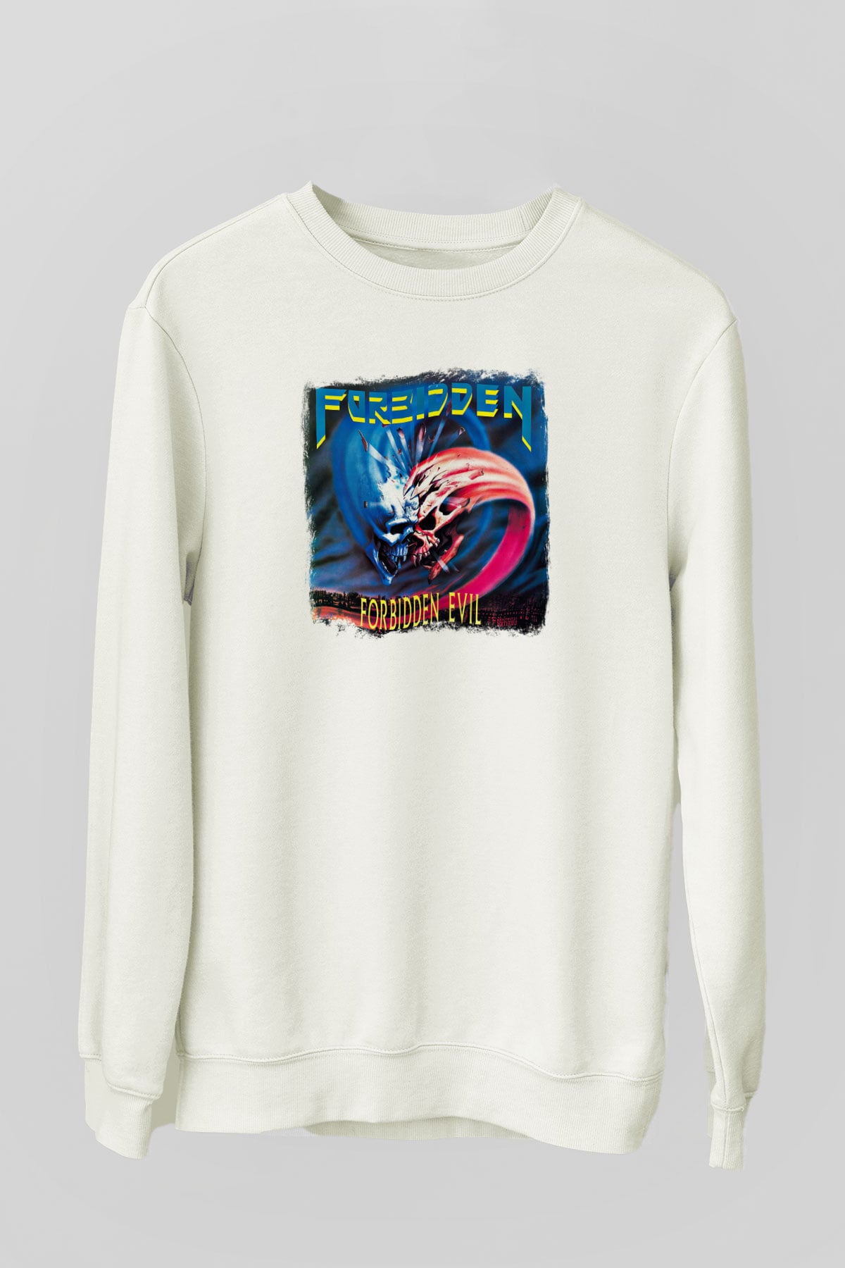 Forbidden Baskılı Unisex Beyaz Sweatshirt