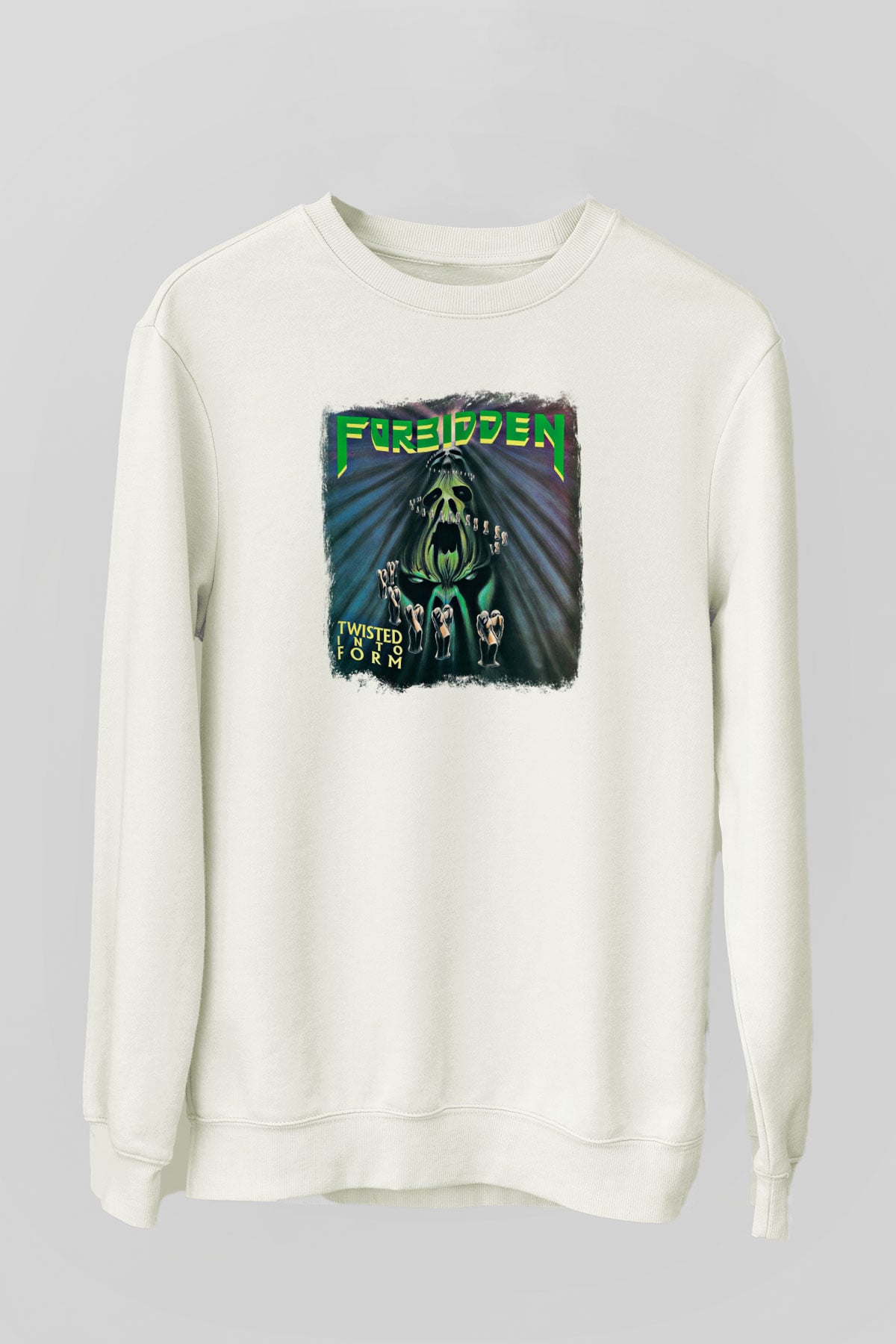 Forbidden Baskılı Unisex Beyaz Sweatshirt
