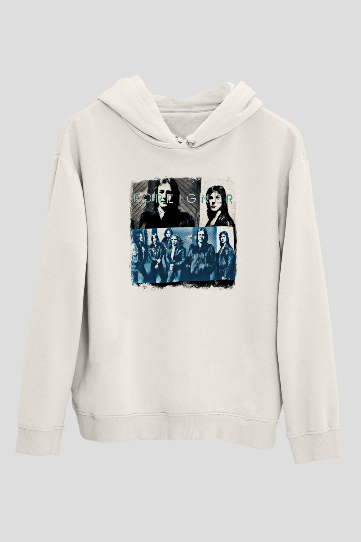 Foreigner Baskılı Unisex Beyaz Hoodie