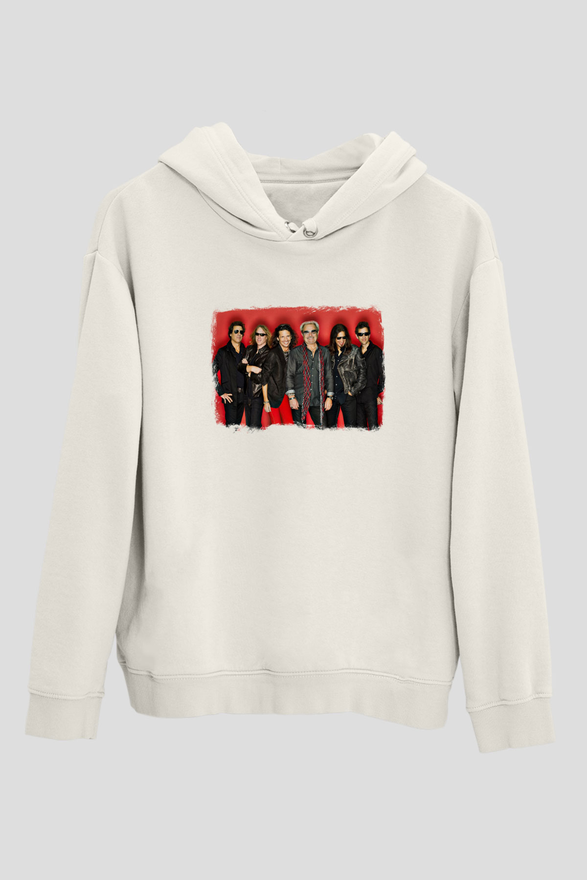 Foreigner Baskılı Unisex Beyaz Hoodie