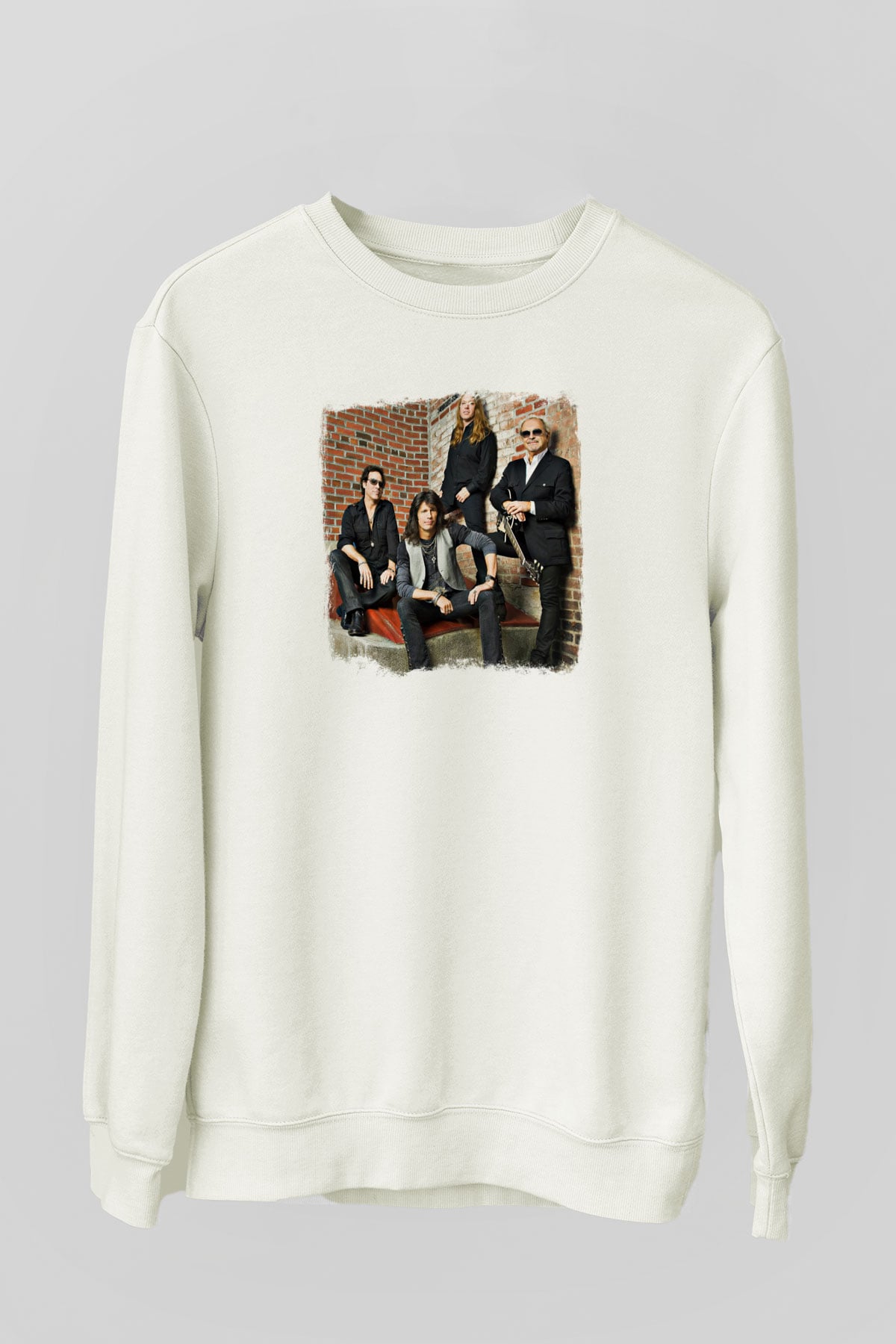Foreigner Baskılı Unisex Beyaz Sweatshirt