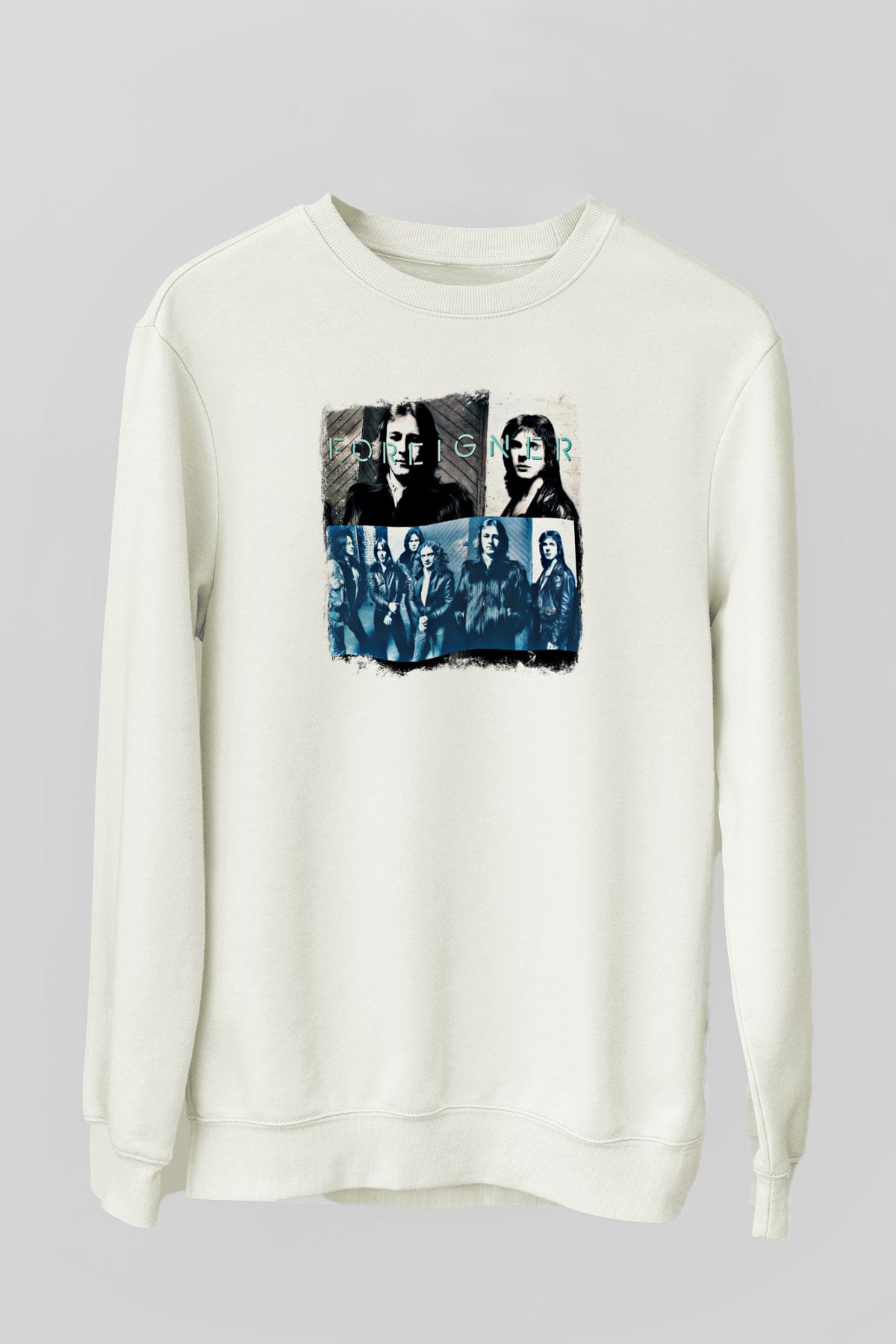 Foreigner Baskılı Unisex Beyaz Sweatshirt