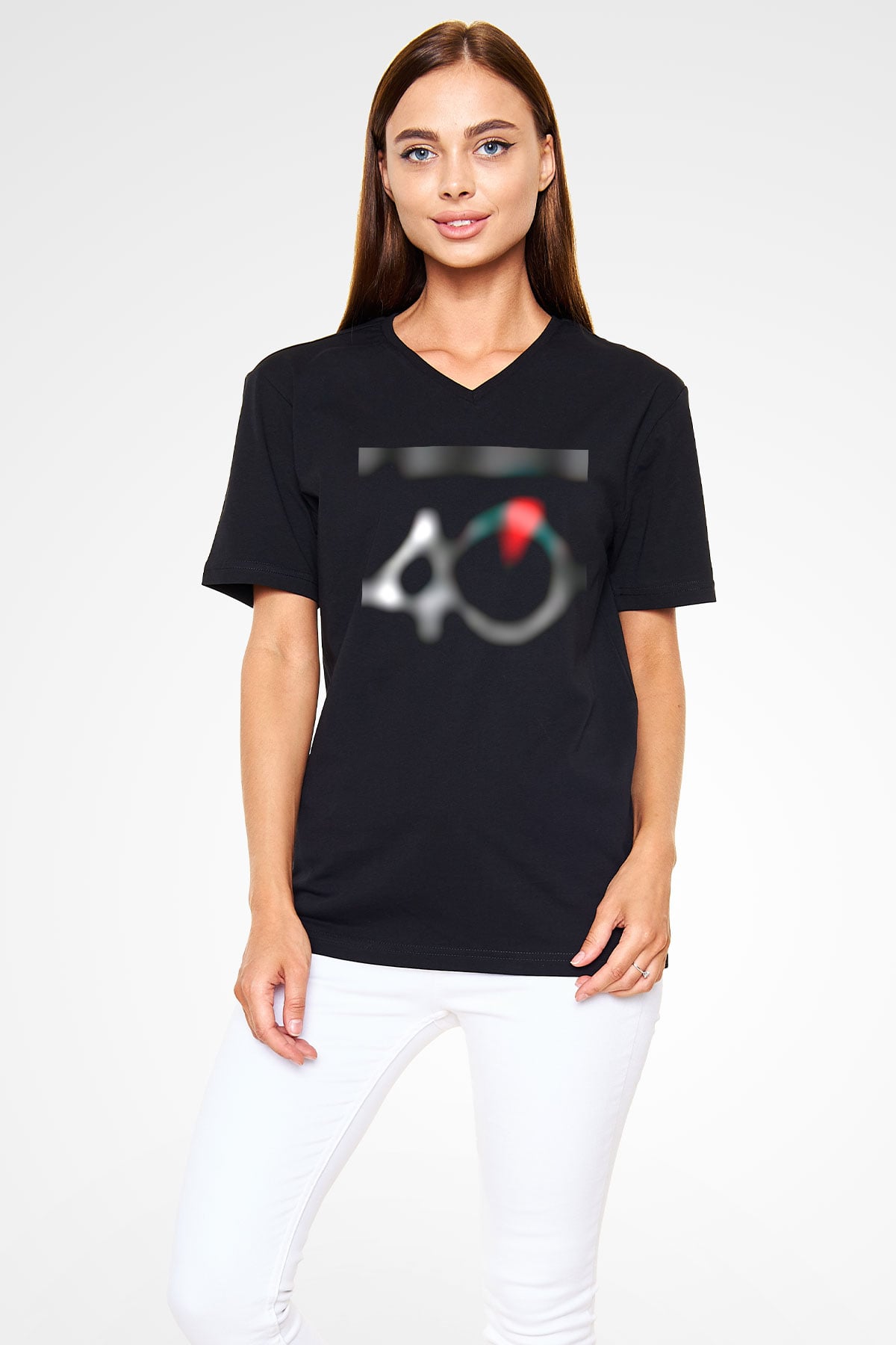 Foreigner Siyah Unisex V Yaka Tişört T-Shirt