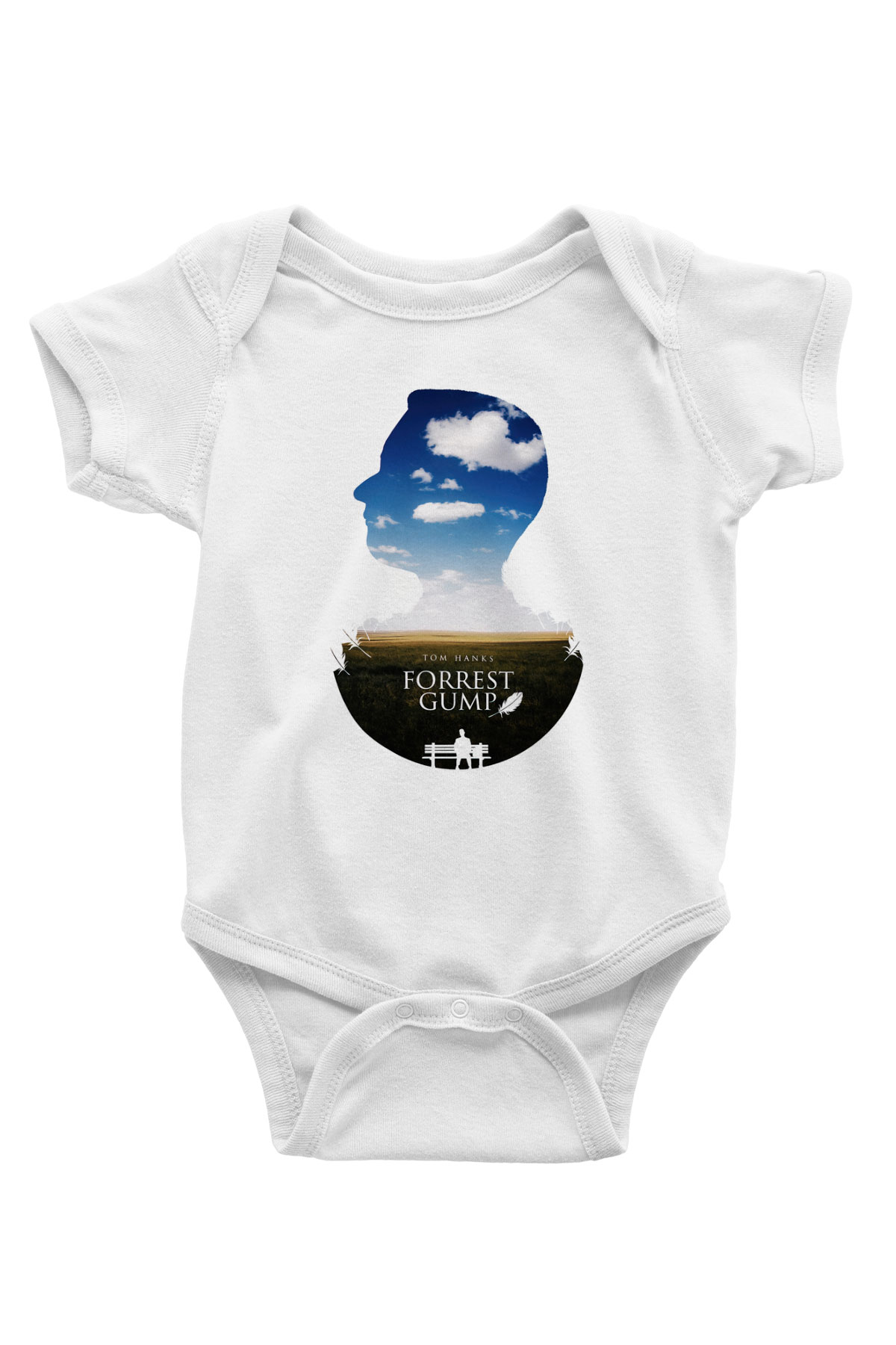 Forrest Gump Baskılı Beyaz Unisex Bebek Body - Zıbın