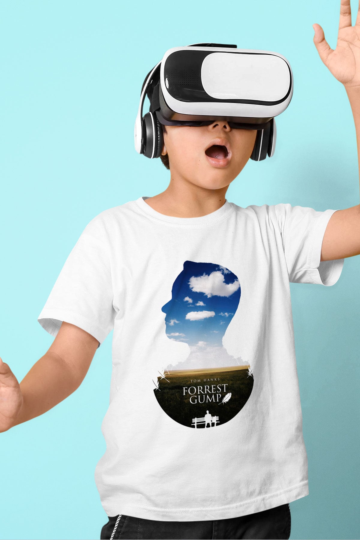 Forrest Gump Baskılı Beyaz Unisex Çocuk Tişört
