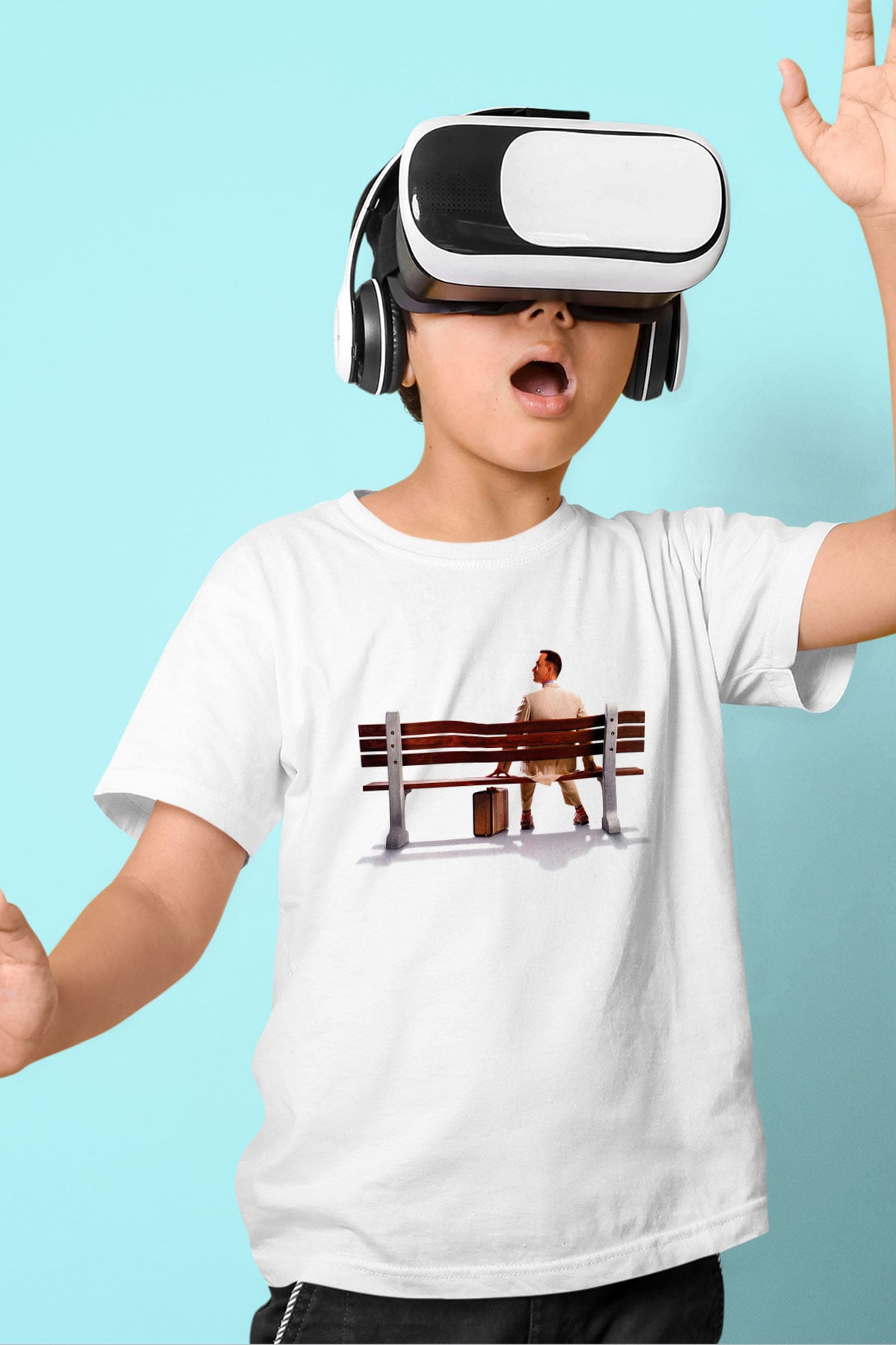 Forrest Gump Baskılı Beyaz Unisex Çocuk Tişört