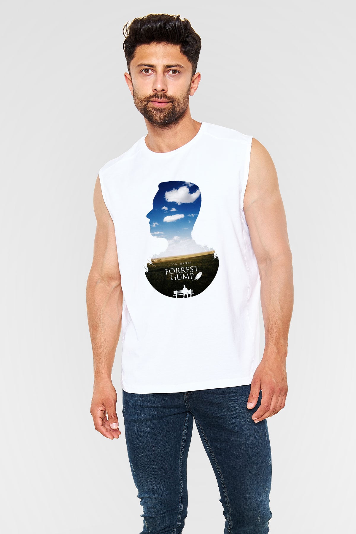 Forrest Gump Beyaz Unisex Kolsuz Tişört