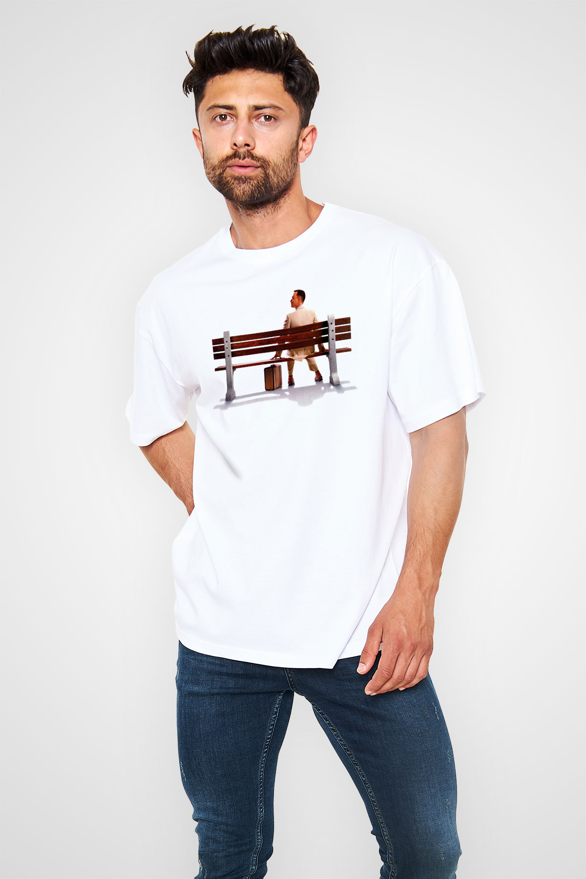 Forrest Gump Beyaz Unisex Oversize Tişört