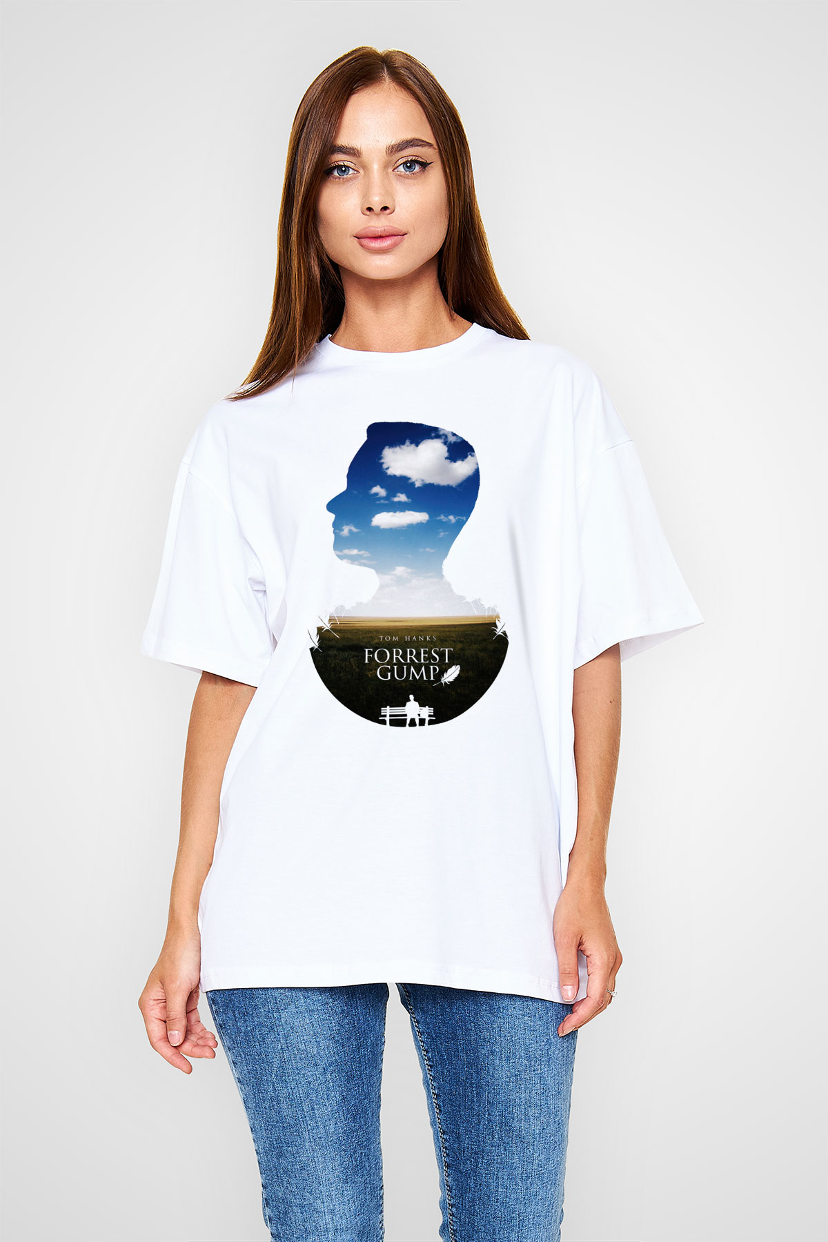 Forrest Gump Beyaz Unisex Oversize Tişört