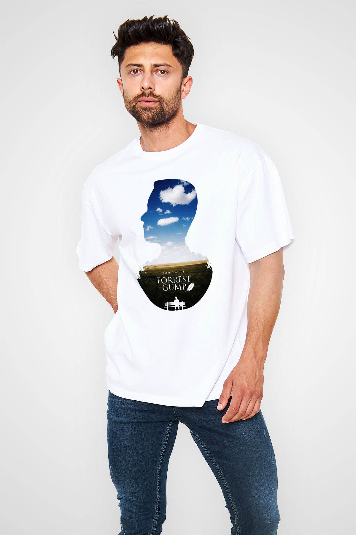 Forrest Gump Beyaz Unisex Oversize Tişört