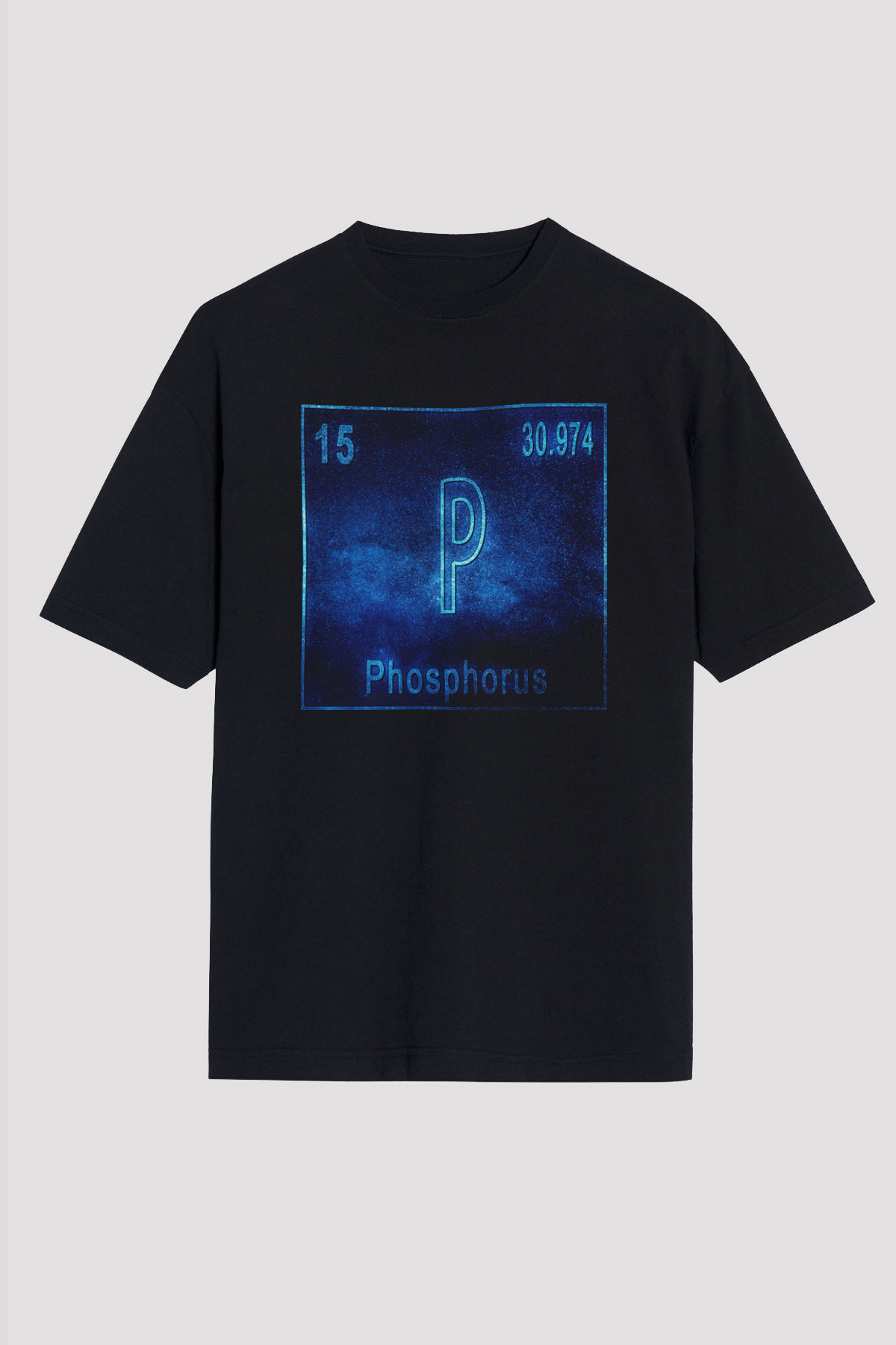 Fosfor Elementi Atom Numarası Baskılı Unisex Siyah Oversize Tişört