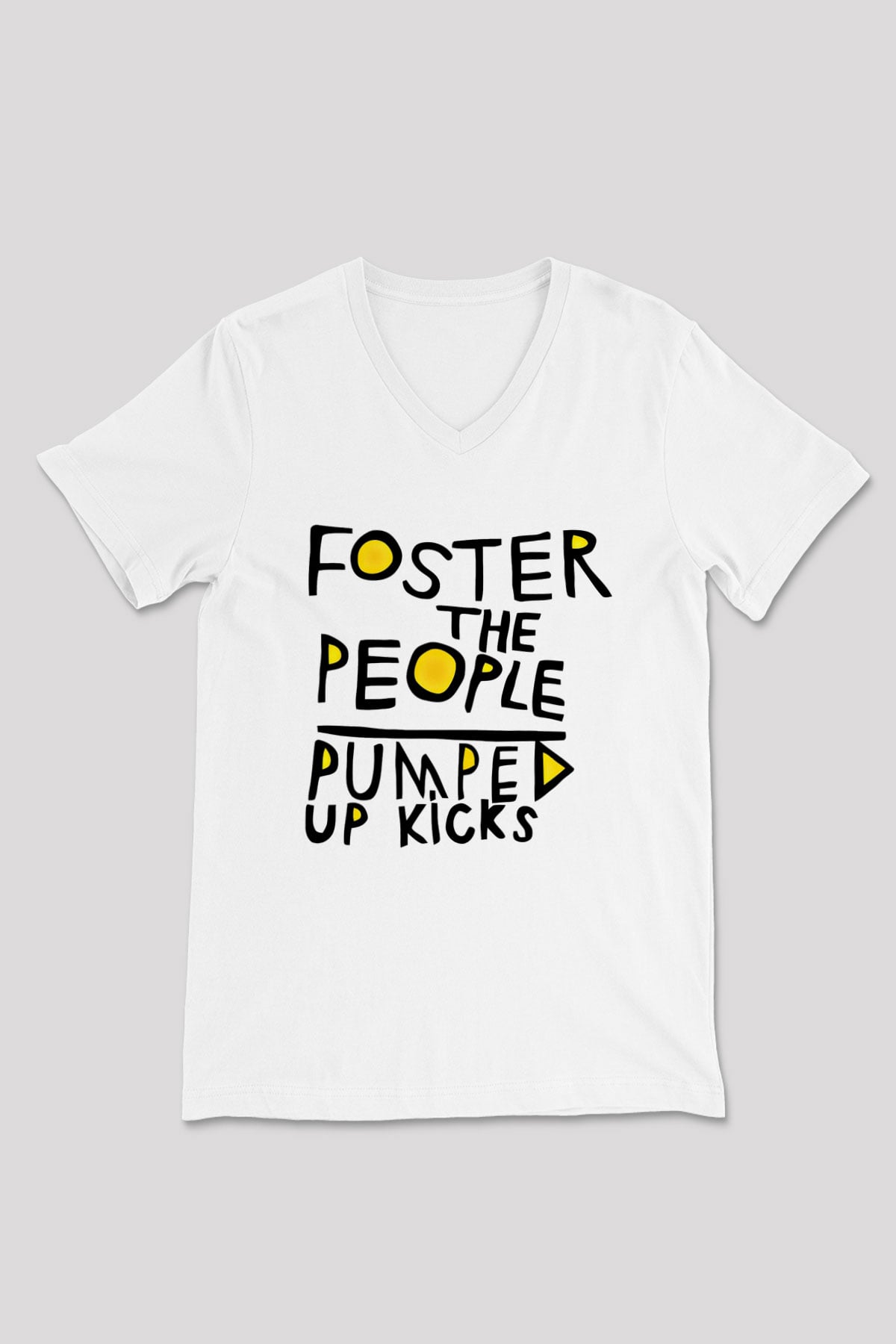 Foster the People Baskılı Unisex Beyaz V Yaka Tişört