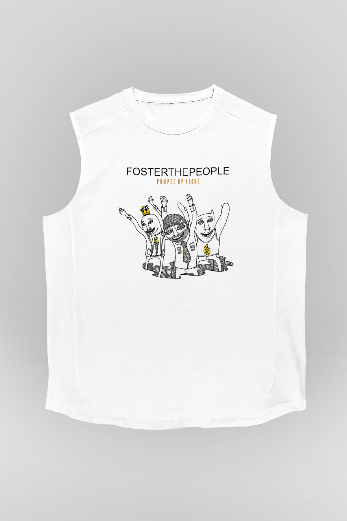Foster the People Baskılı Unisex Beyaz Kolsuz Tişört