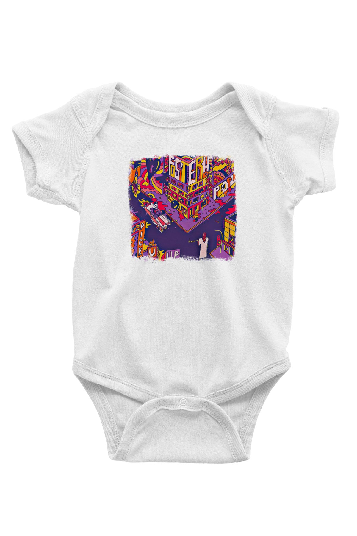 Foster the People Baskılı Unisex Beyaz Bebek Body - Zıbın