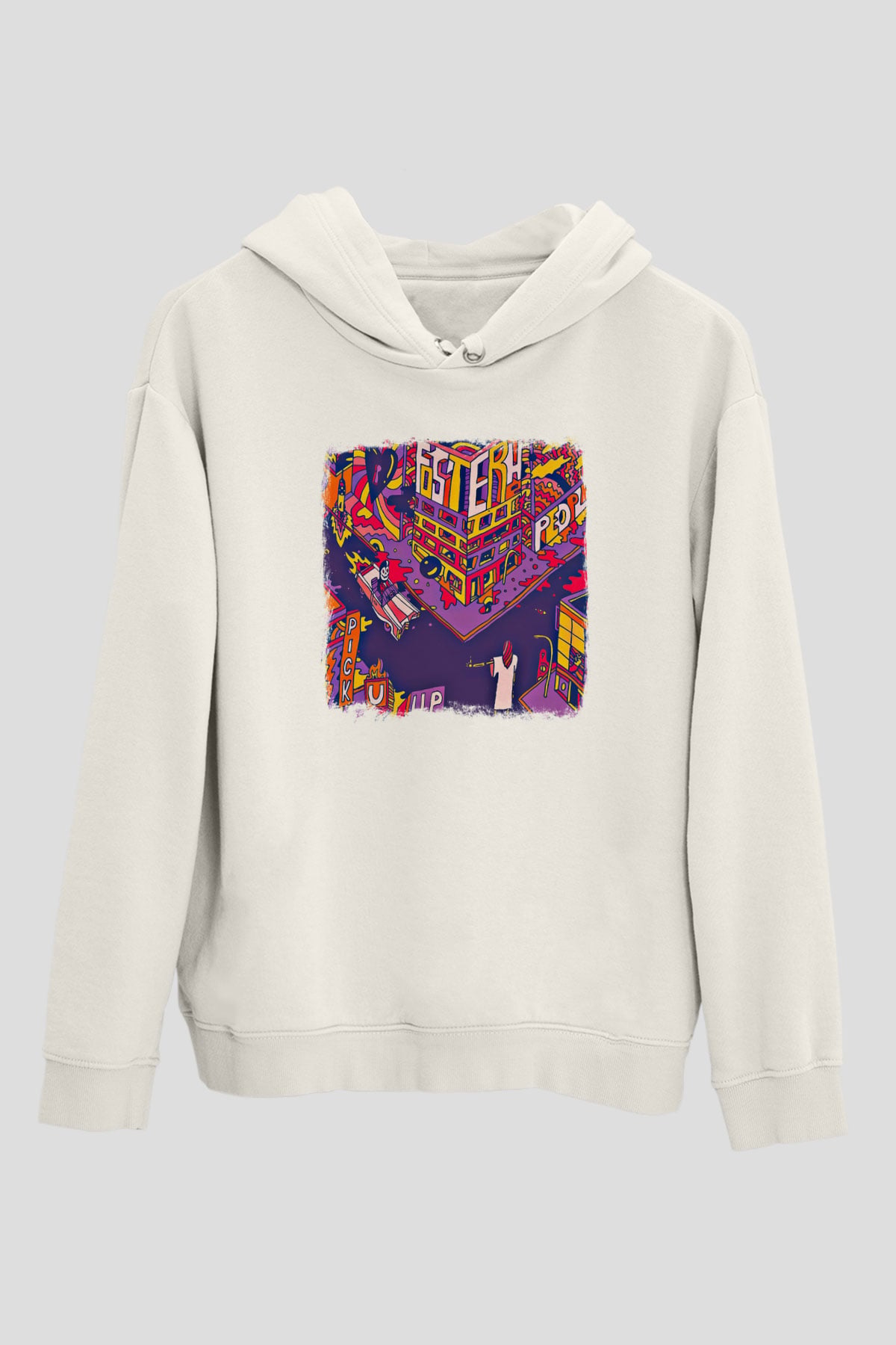 Foster the People Baskılı Unisex Beyaz Hoodie
