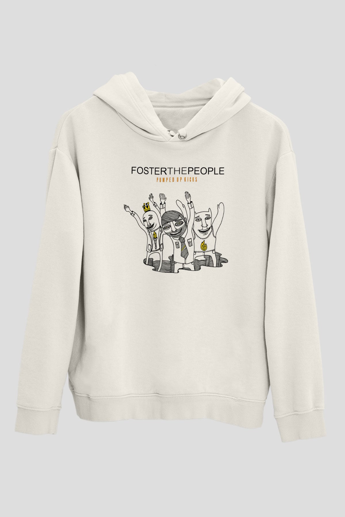 Foster the People Baskılı Unisex Beyaz Hoodie