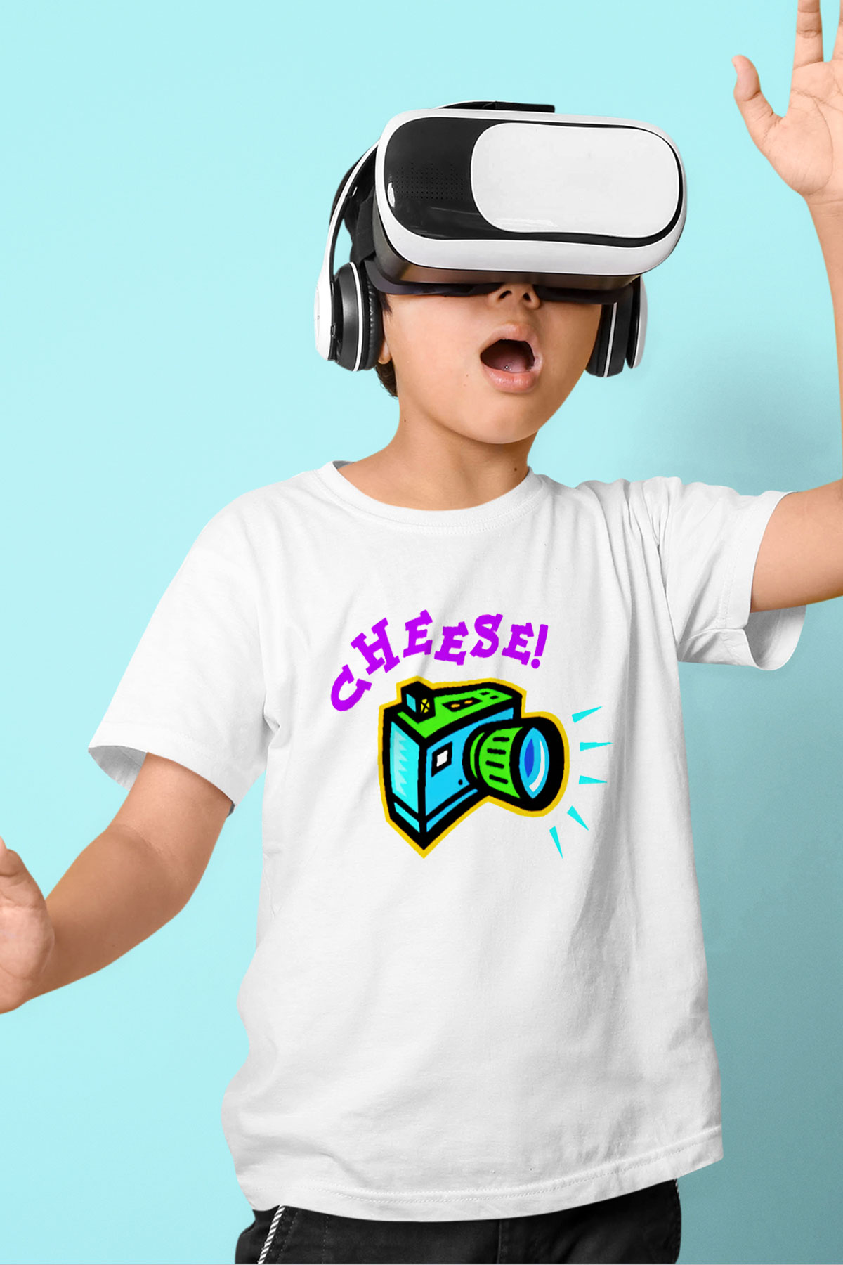 Fotoğrafçı Baskılı Beyaz Unisex Çocuk Tişört
