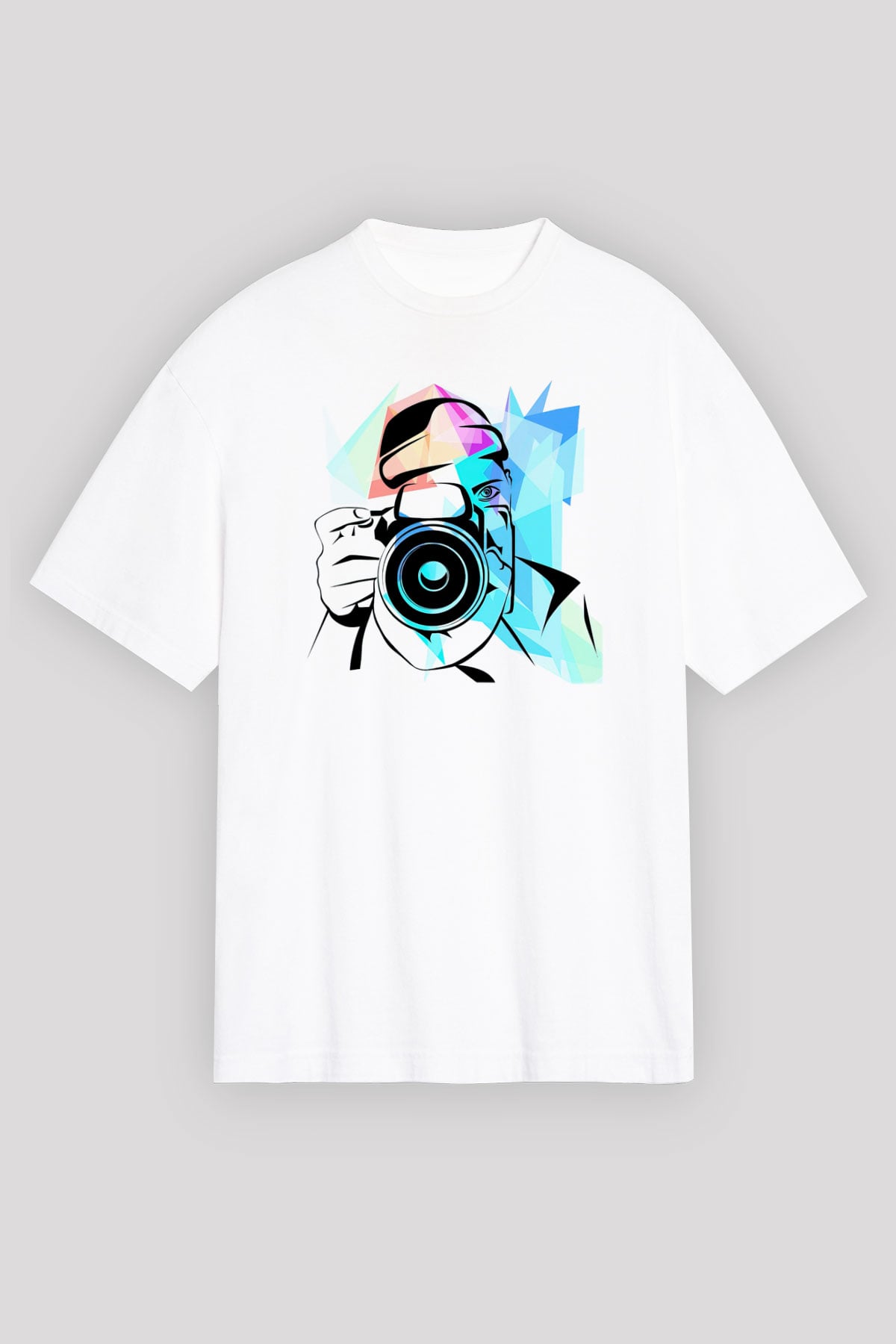 Fotoğrafçı Beyaz Unisex Oversize Tişört T-Shirt