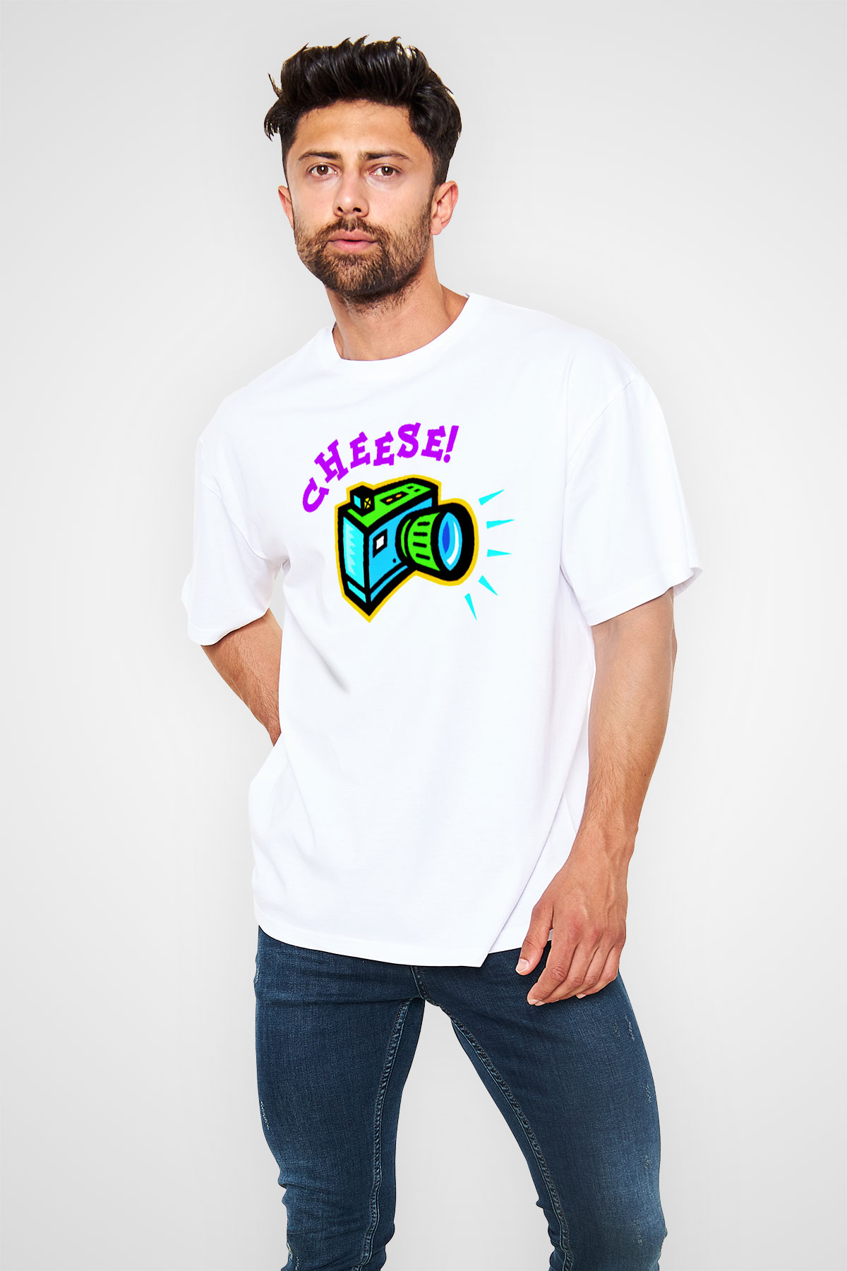 Fotoğrafçı Beyaz Unisex Oversize Tişört T-Shirt