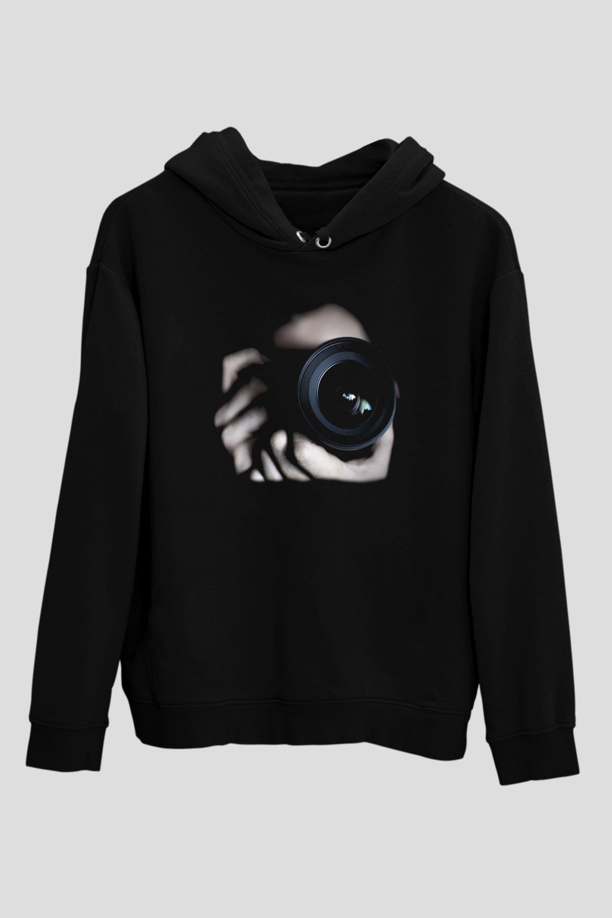 Fotoğrafçı Siyah Unisex Kapşonlu Sweatshirt