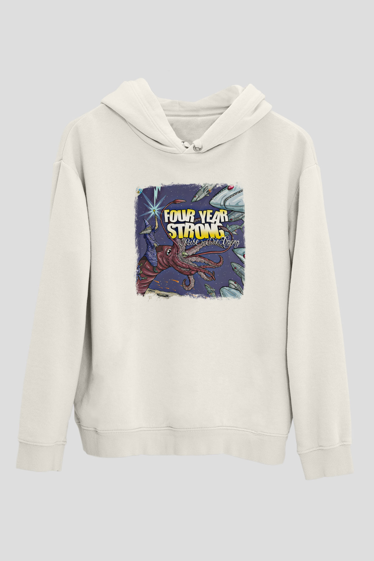 Four Year Strong Baskılı Unisex Beyaz Hoodie