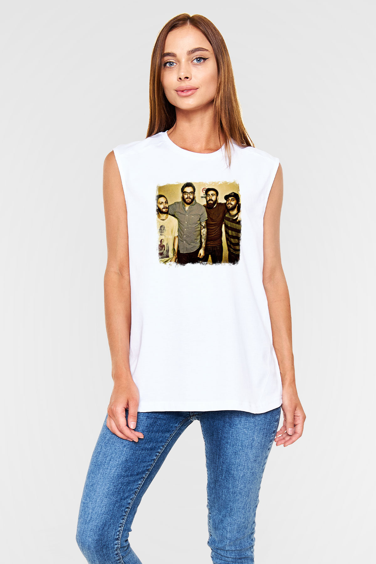 Four Year Strong Baskılı Unisex Beyaz Kolsuz Tişört