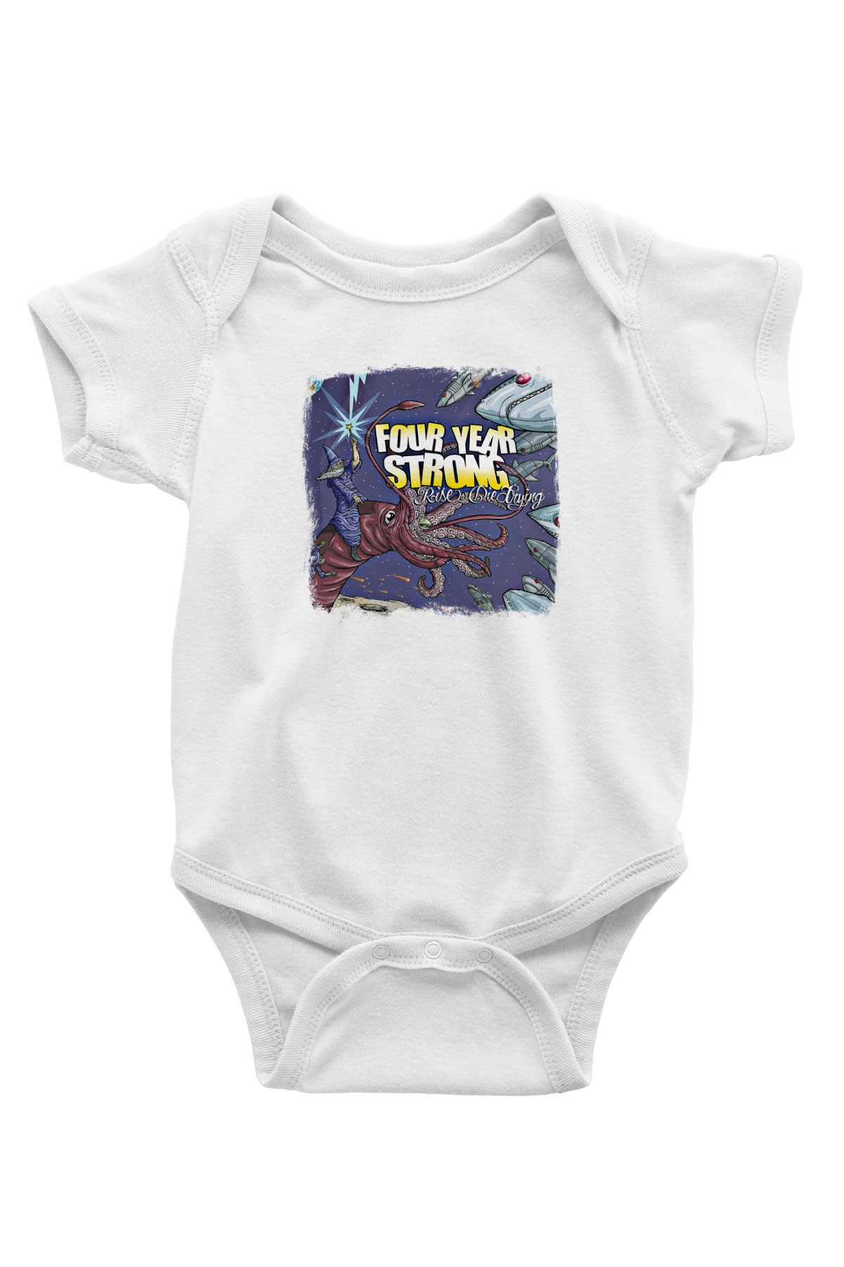 Four Year Strong Baskılı Unisex Beyaz Bebek Body - Zıbın