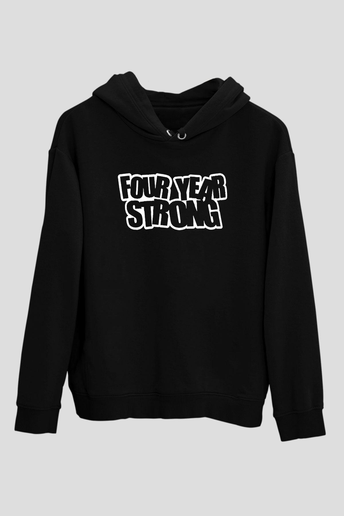 Four Year Strong Baskılı Unisex Siyah Kapüşonlu Sweatshirt