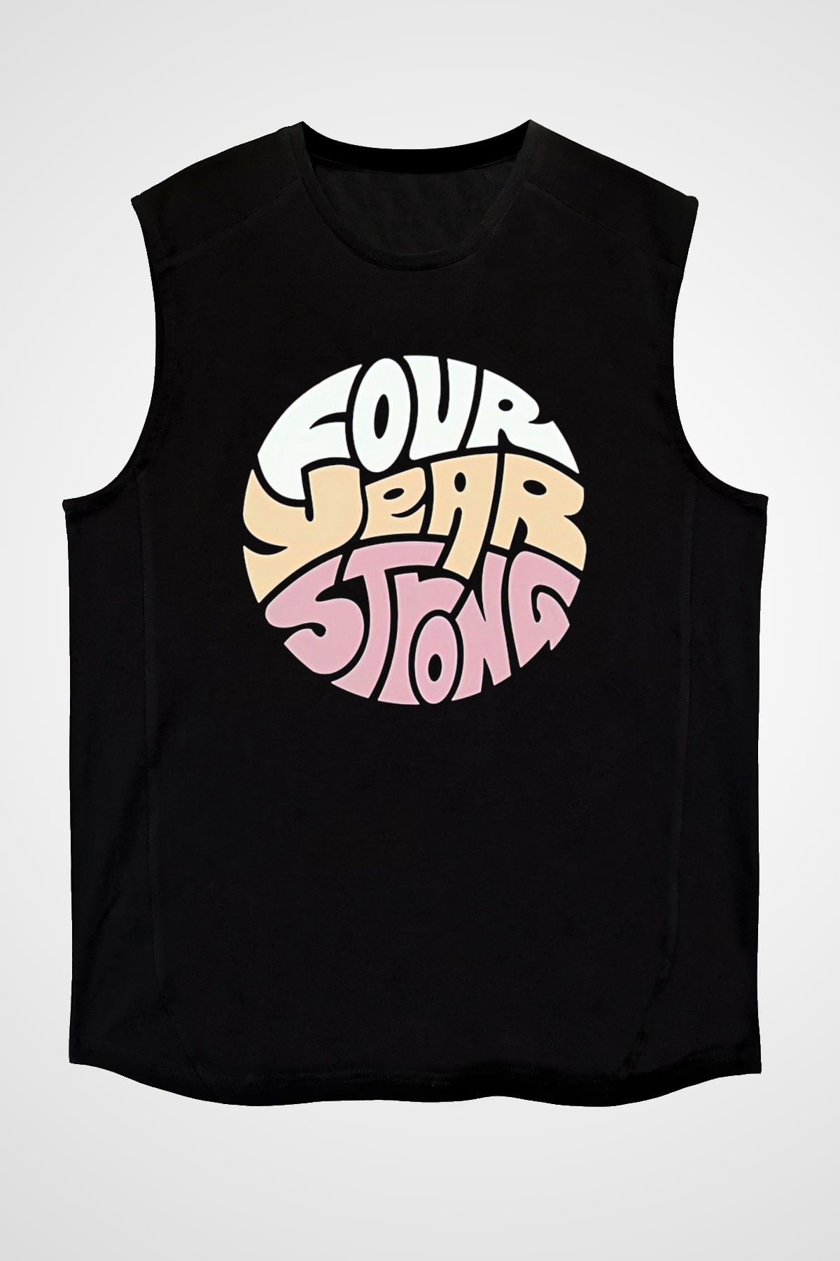 Four Year Strong Baskılı Unisex Siyah Kolsuz Tişört - Tshirt