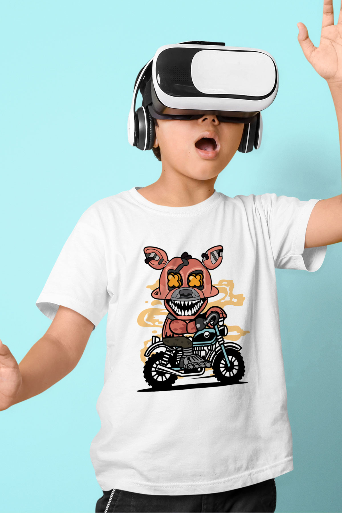 Foxy Motocross Baskılı Unisex Beyaz Çocuk Tişört