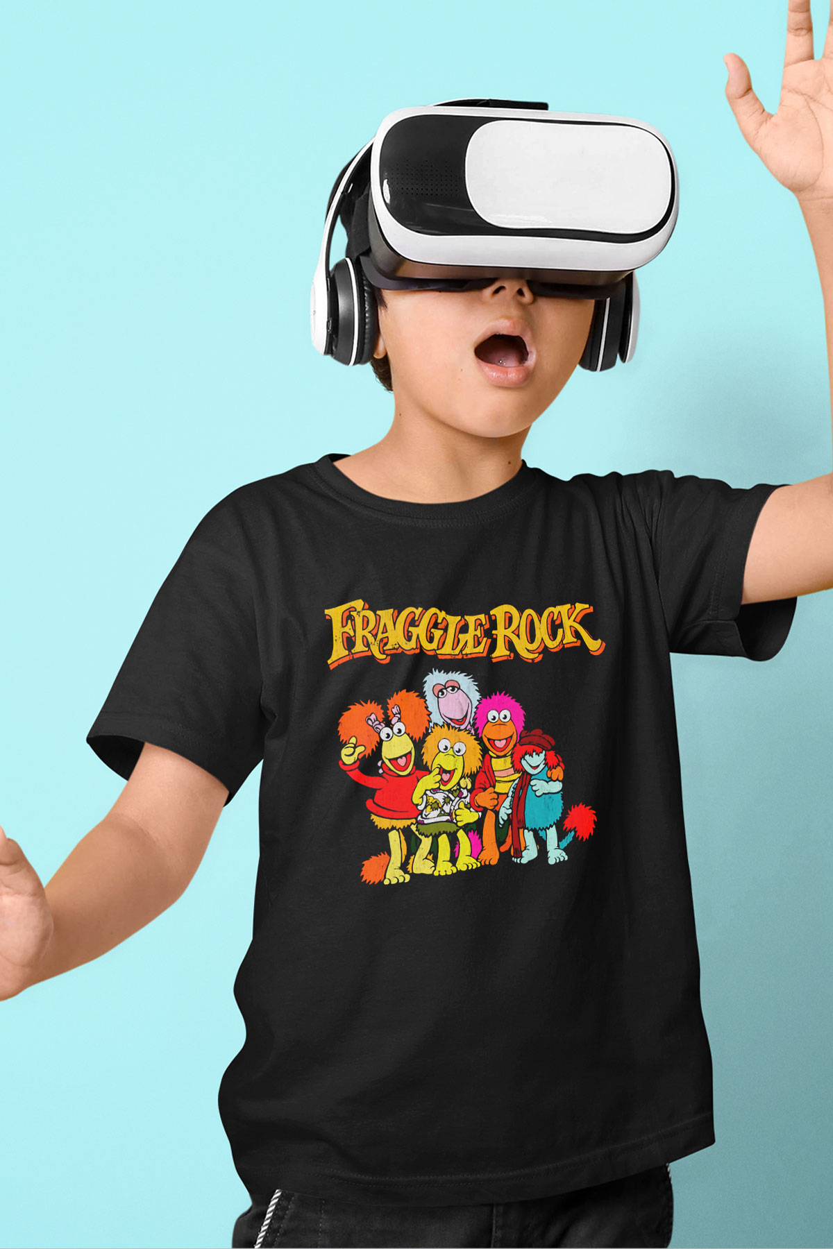 Fraggle Rock Siyah Unisex  Çocuk Tişört