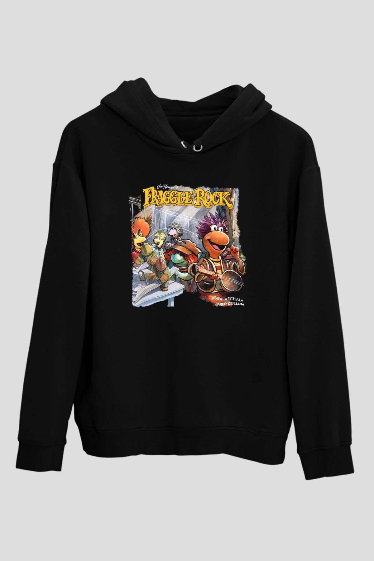 Fraggle Rock Siyah Unisex Kapüşonlu Sweatshirt