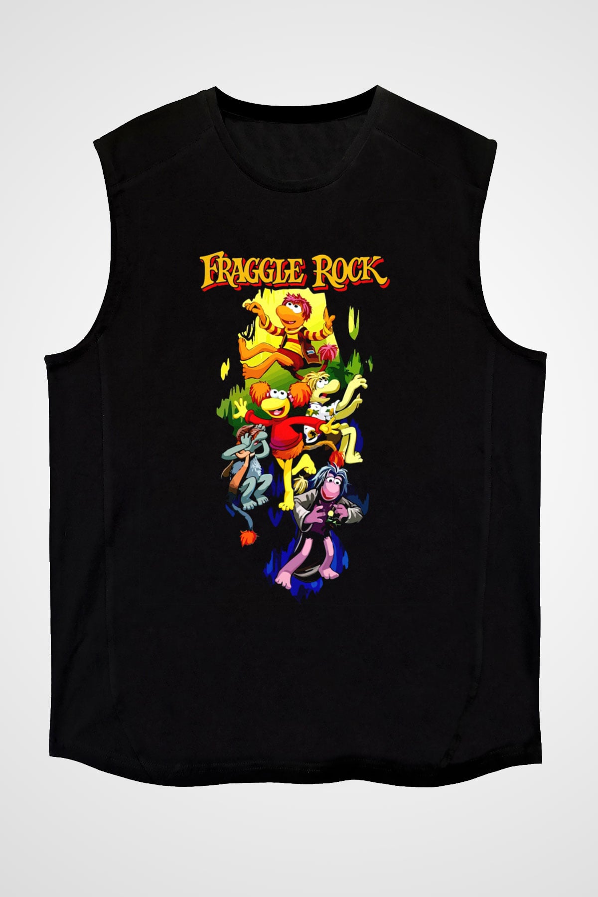 Fraggle Rock Siyah Unisex  Kolsuz Tişört