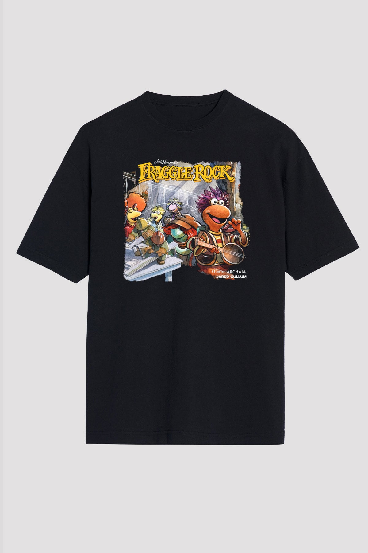 Fraggle Rock Siyah Unisex Oversize Tişört