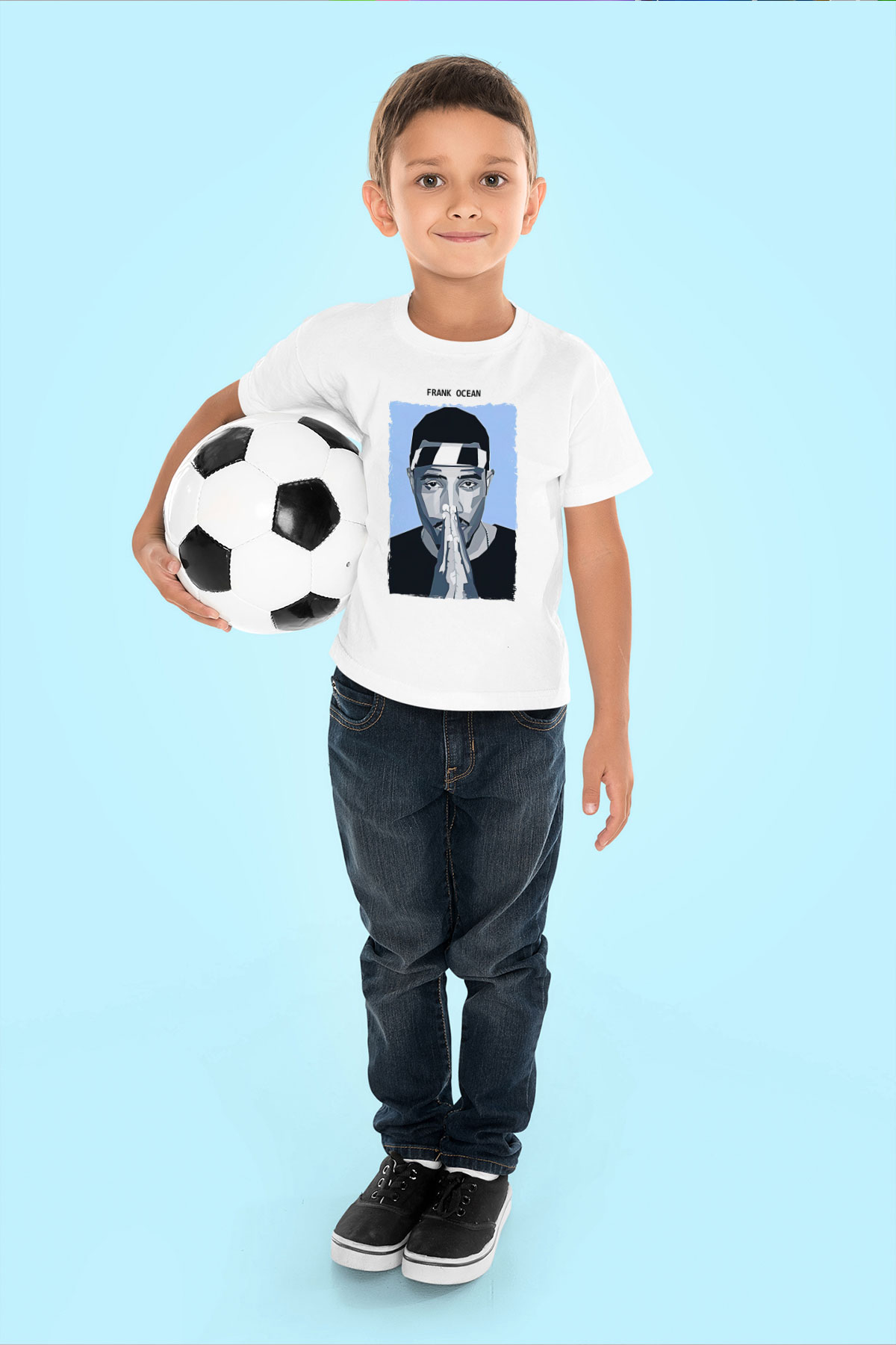 Frank Ocean Baskılı Beyaz Unisex Beyaz Çocuk Tişört - Tshirt
