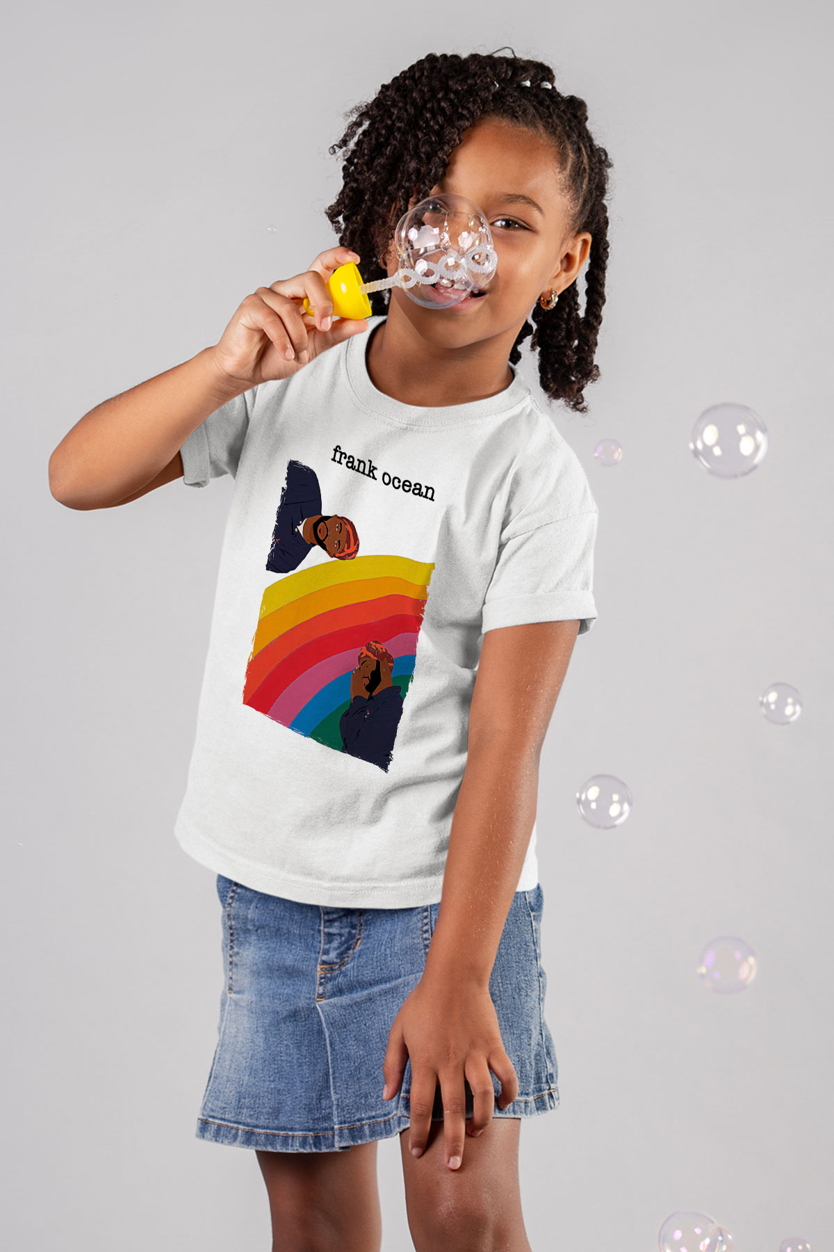 Frank Ocean Baskılı Beyaz Unisex Beyaz Çocuk Tişört - Tshirt
