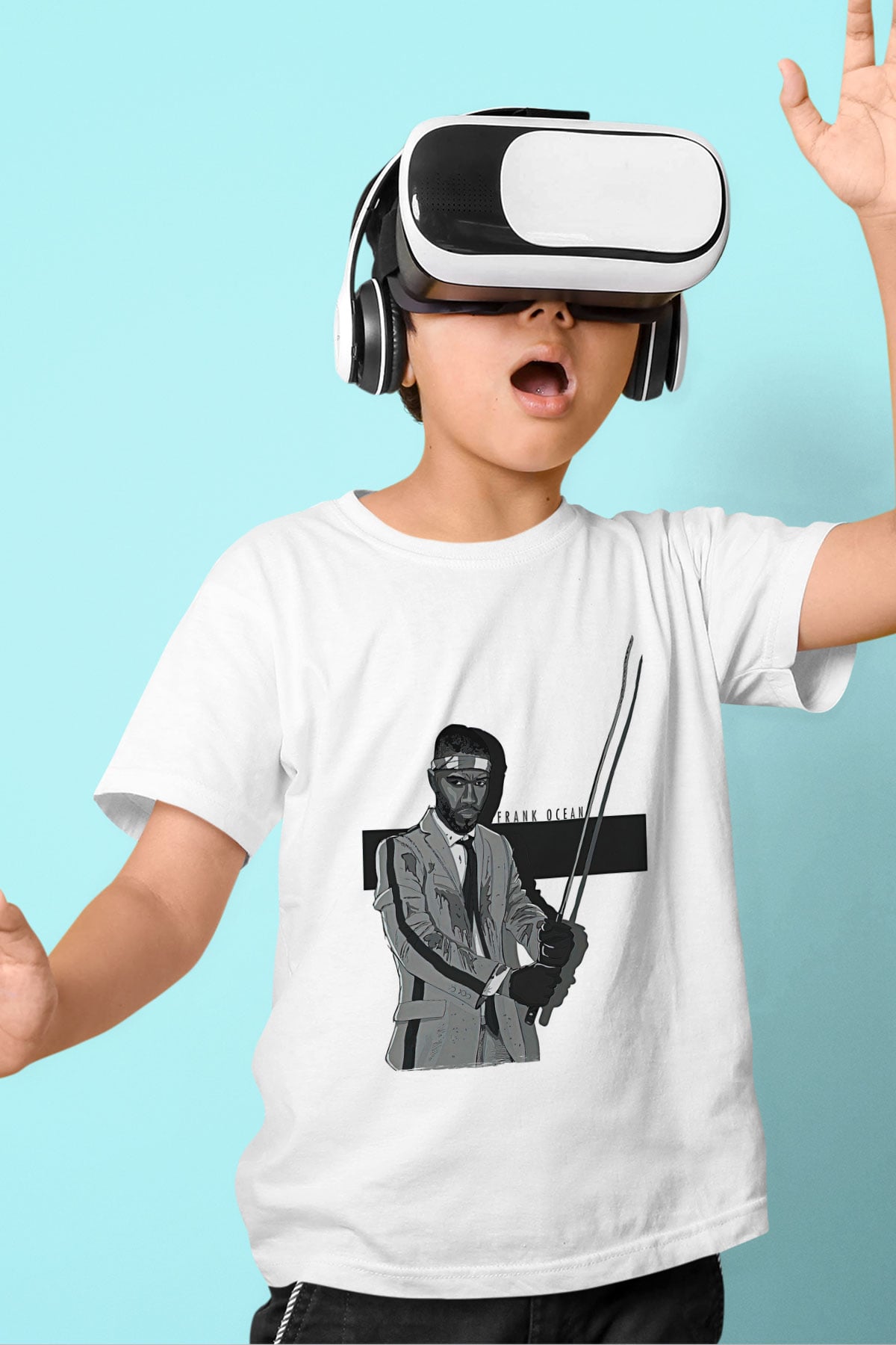 Frank Ocean Baskılı Beyaz Unisex Beyaz Çocuk Tişört - Tshirt