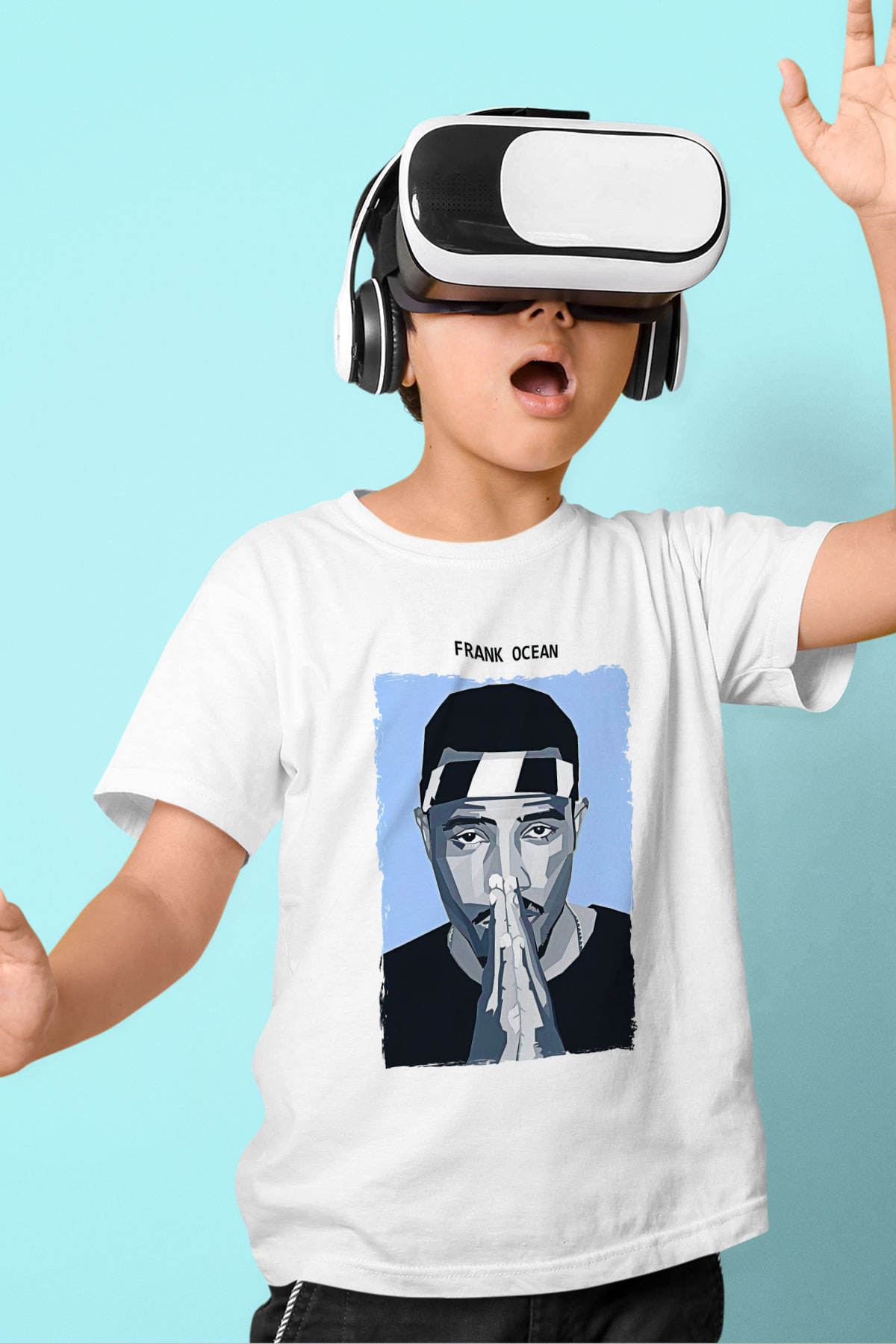 Frank Ocean Baskılı Beyaz Unisex Beyaz Çocuk Tişört - Tshirt