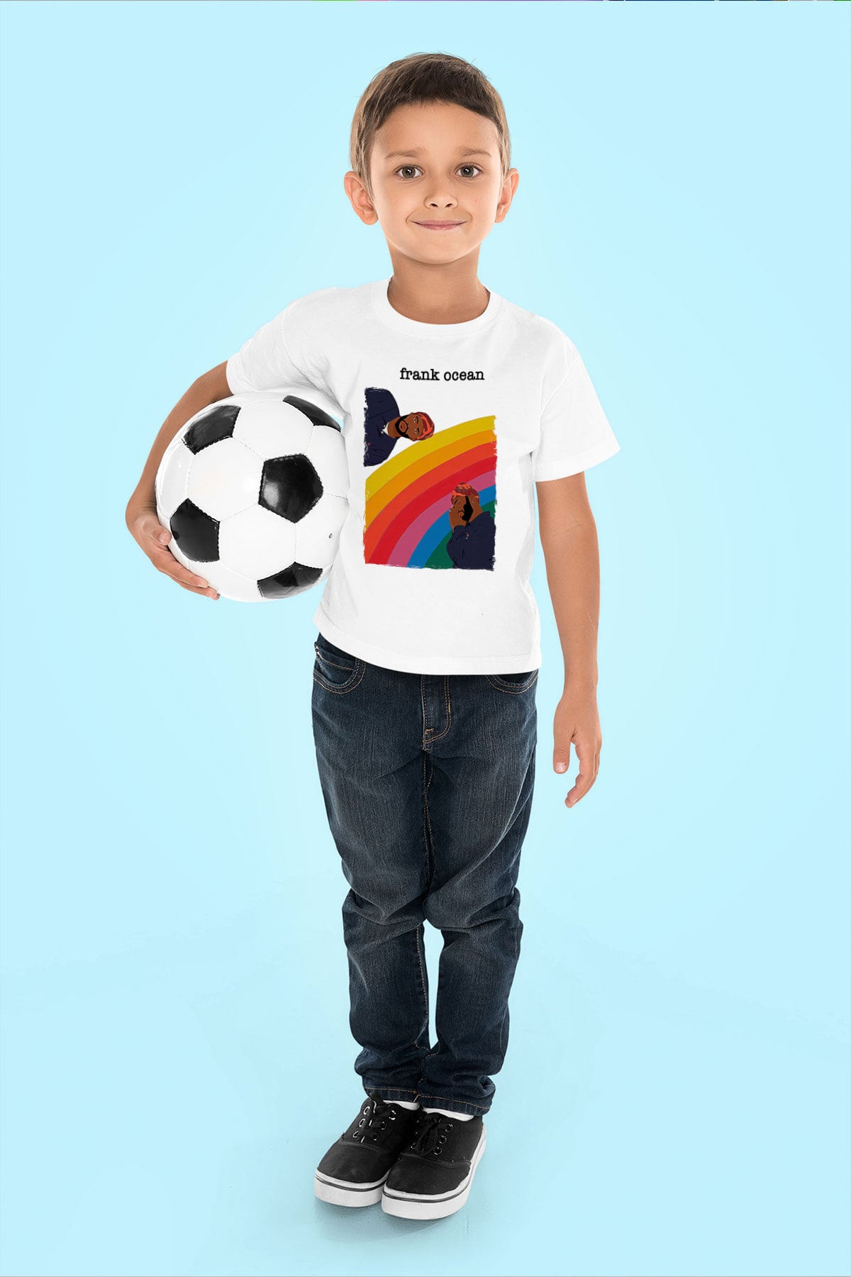Frank Ocean Baskılı Beyaz Unisex Beyaz Çocuk Tişört - Tshirt