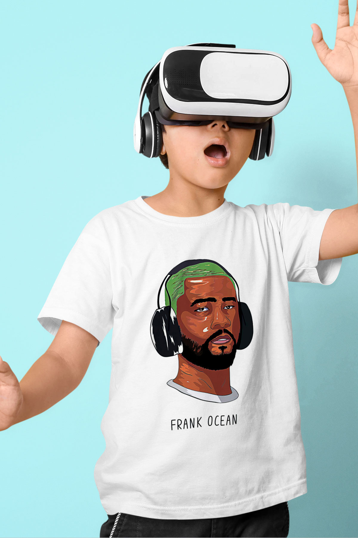 Frank Ocean Baskılı Beyaz Unisex Beyaz Çocuk Tişört - Tshirt