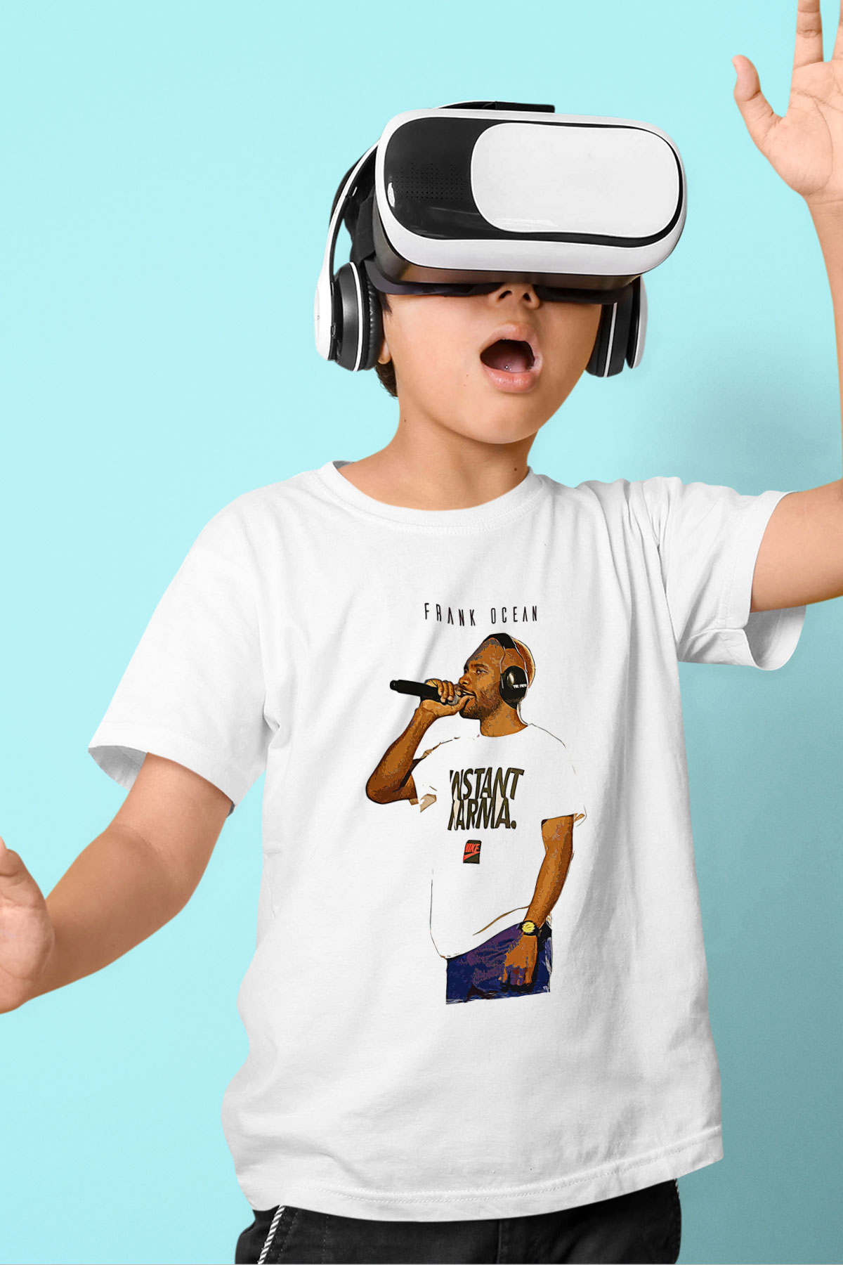 Frank Ocean Baskılı Beyaz Unisex Beyaz Çocuk Tişört - Tshirt