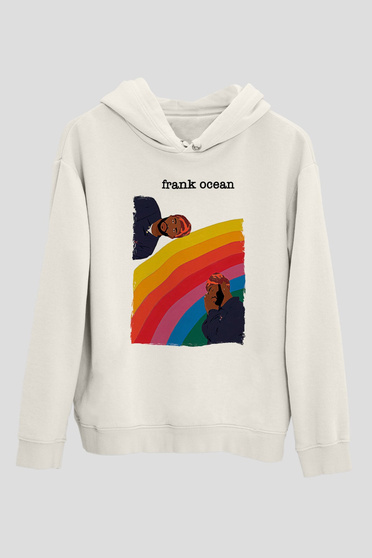 Frank Ocean Baskılı Beyaz Unisex Kapüşonlu Sweatshirt