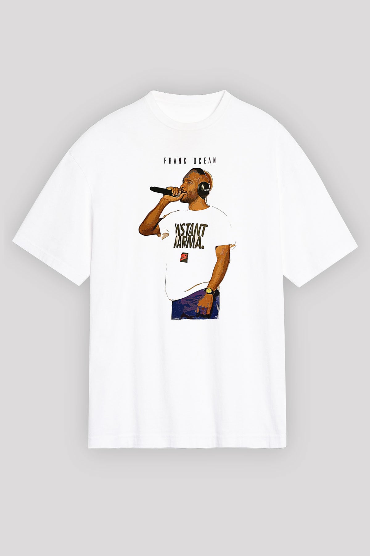 Frank Ocean Baskılı Beyaz Unisex Oversize Tişört - Tshirt
