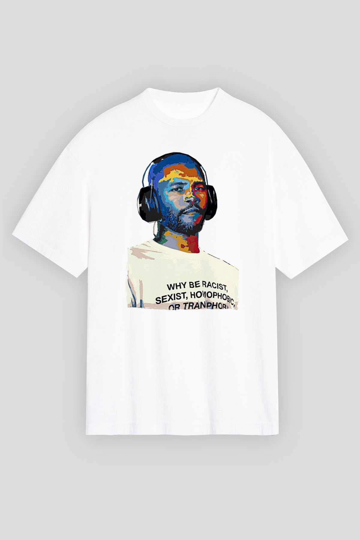Frank Ocean Baskılı Beyaz Unisex Oversize Tişört - Tshirt