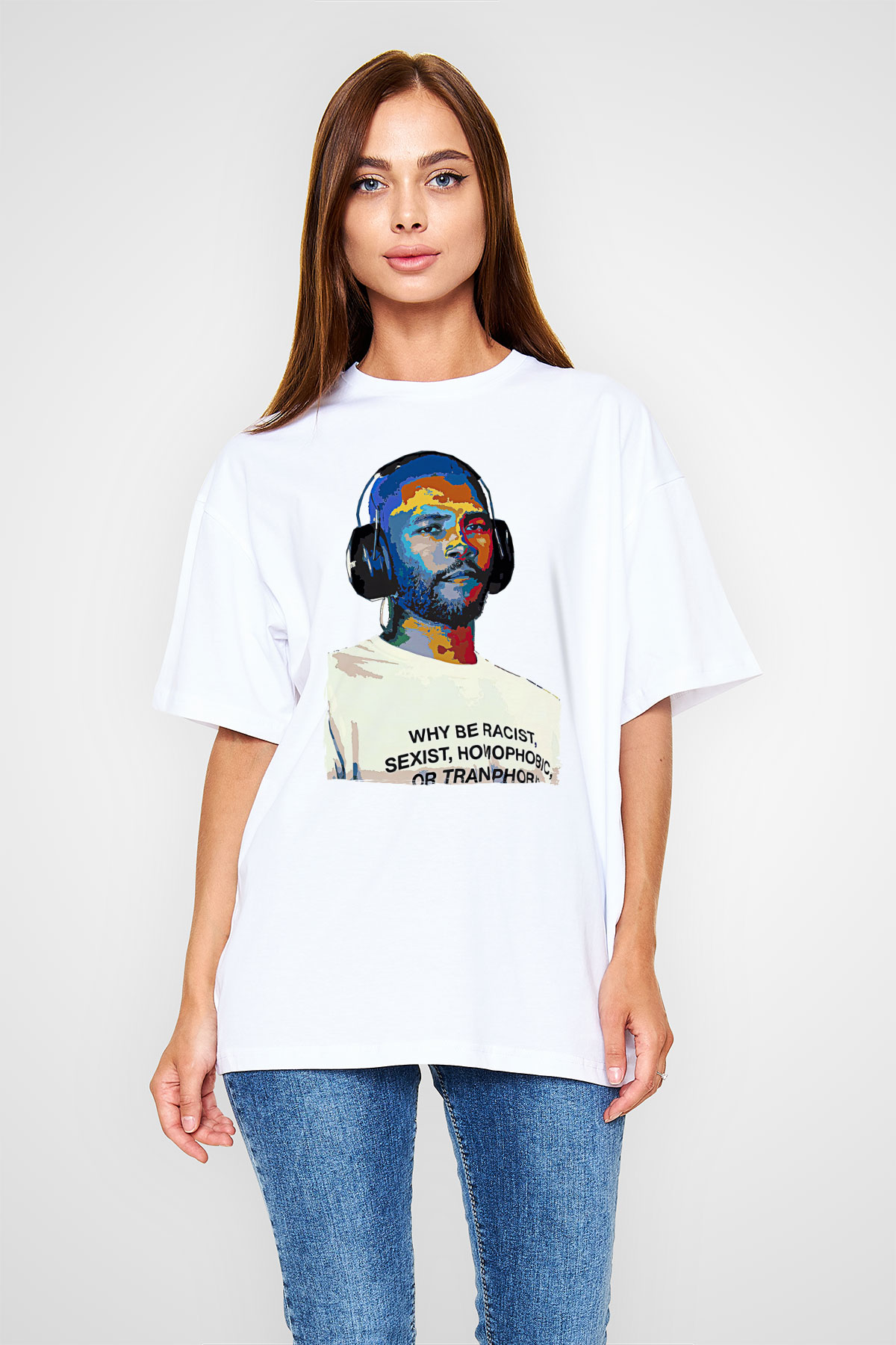 Frank Ocean Baskılı Beyaz Unisex Oversize Tişört - Tshirt