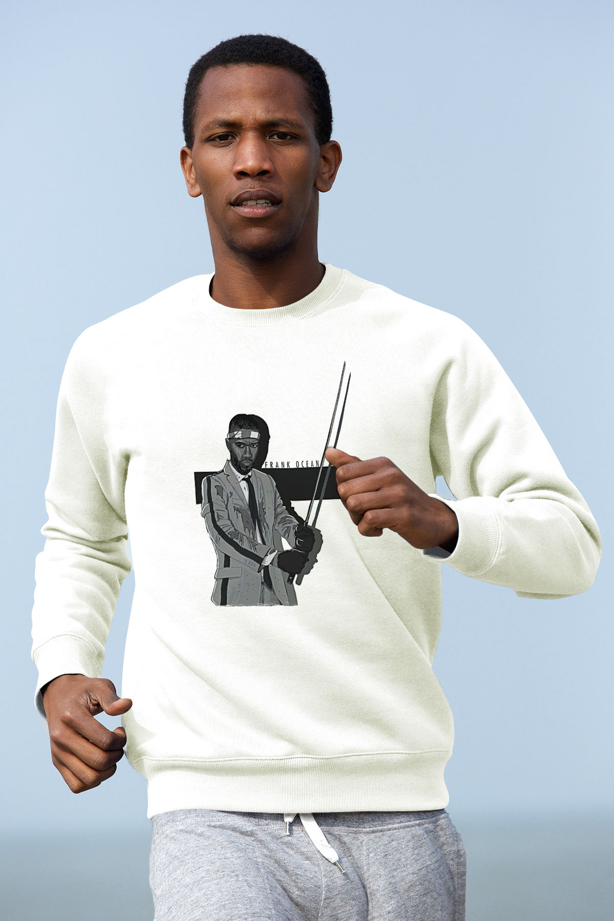 Frank Ocean Baskılı Beyaz Unisex Sweatshirt